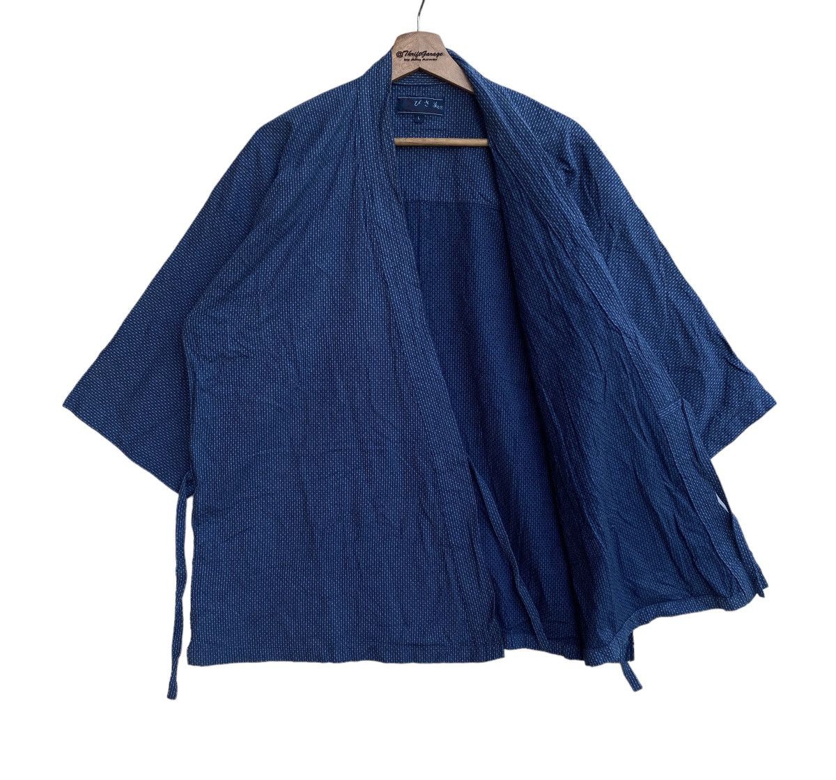 Japanese Brand × Vintage Vintage Haori Hanten Wabi Sabi Blue Indigo Wrap Kimono Japan Size US L / EU 52-54 / 3 - 1 Thumbnail