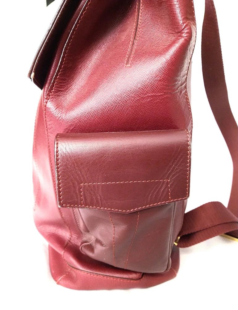 Kent & Curwen Kent & Curwen Leather Backpack Burgundy Italy Red Bookbag Size ONE SIZE - 4 Thumbnail