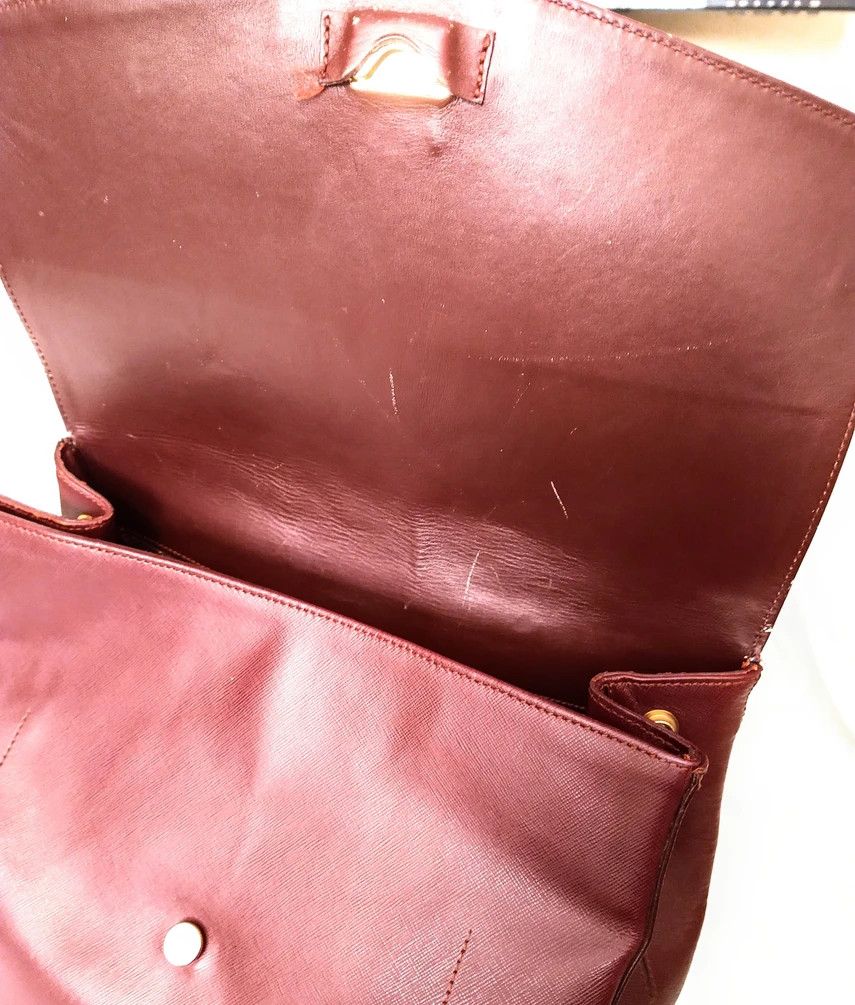 Kent & Curwen Kent & Curwen Leather Backpack Burgundy Italy Red Bookbag Size ONE SIZE - 7 Thumbnail