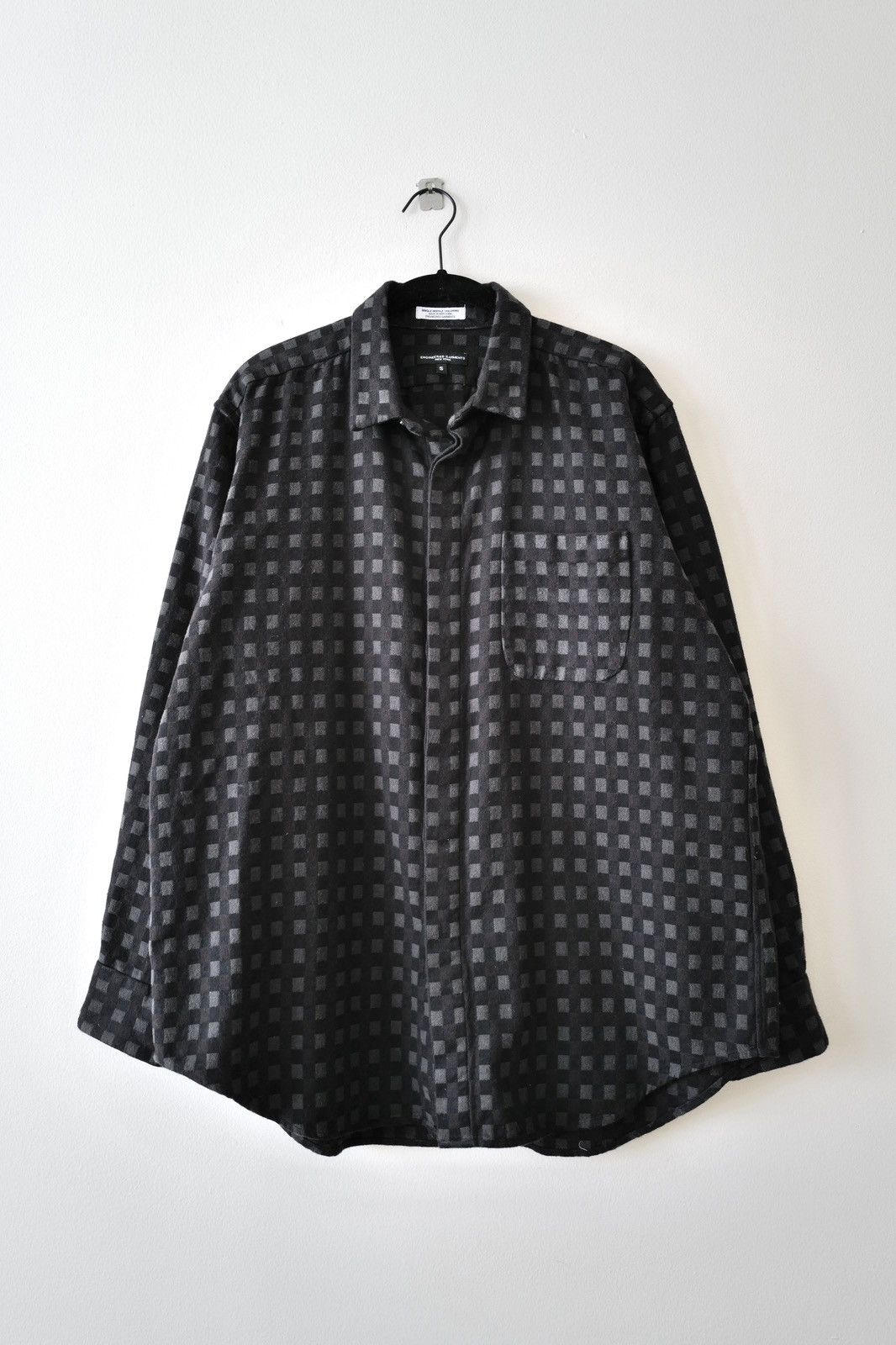image of Engineered Garments Short Collar Black/brown Check Flannel in Black Brown Flannel (Size Small)