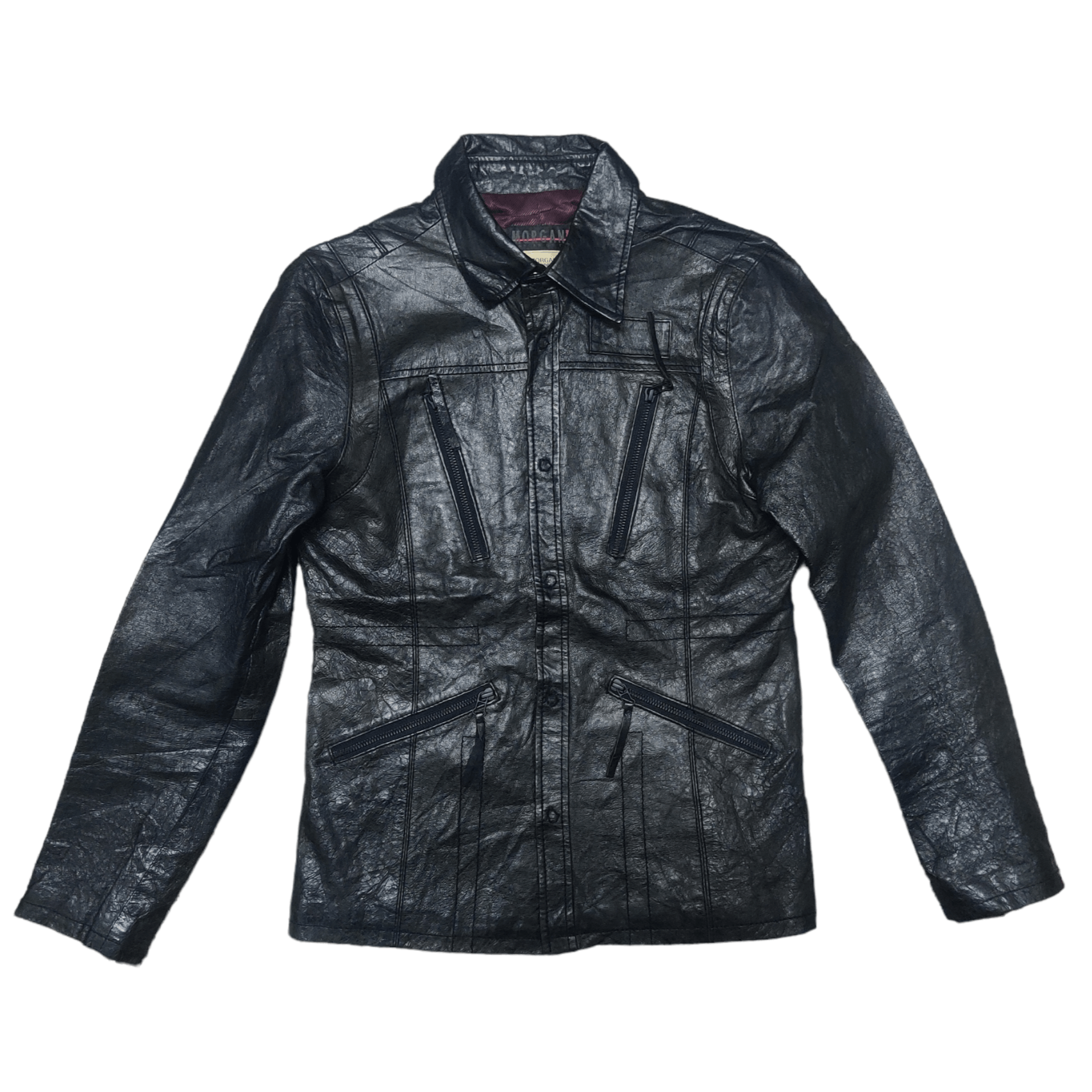 image of 10Th Anniversary Morgan Homme Racer Biker Leather Jacket in Black, Men's (Size Medium)