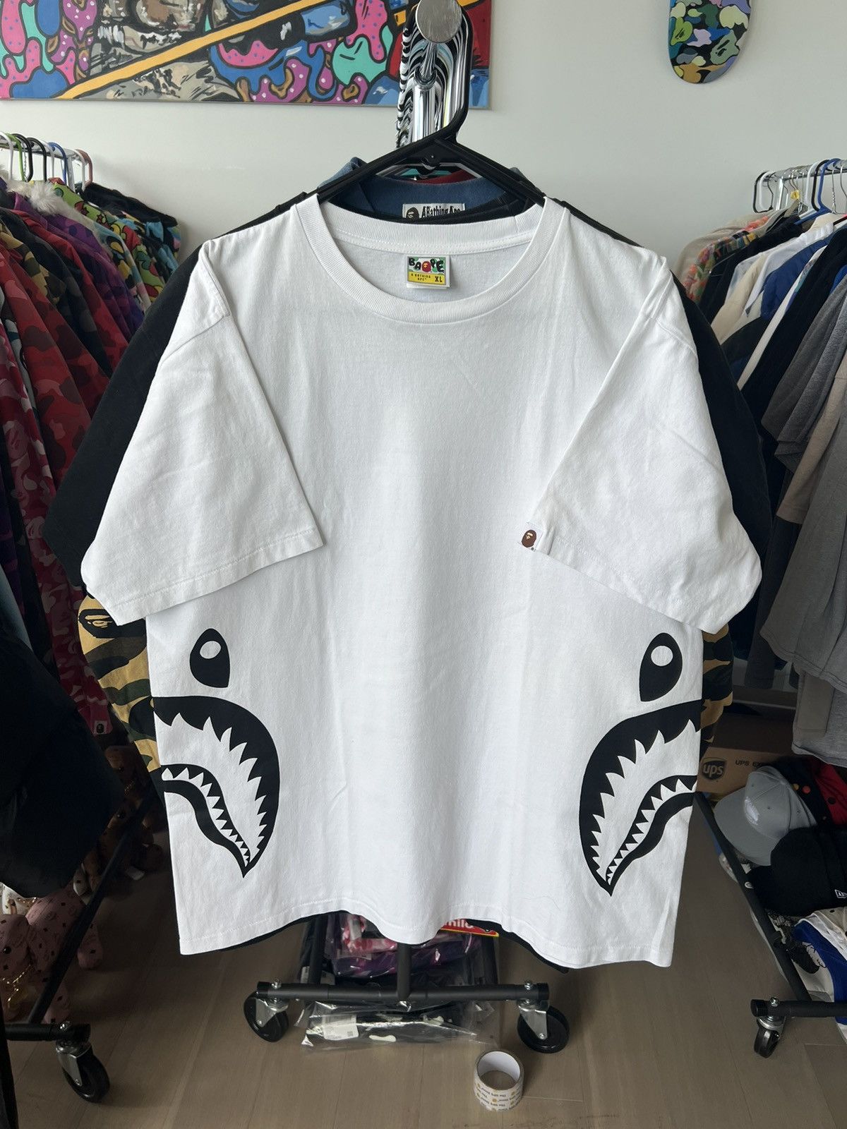 Bape Bape Bicolor Side Shark Tee | Grailed