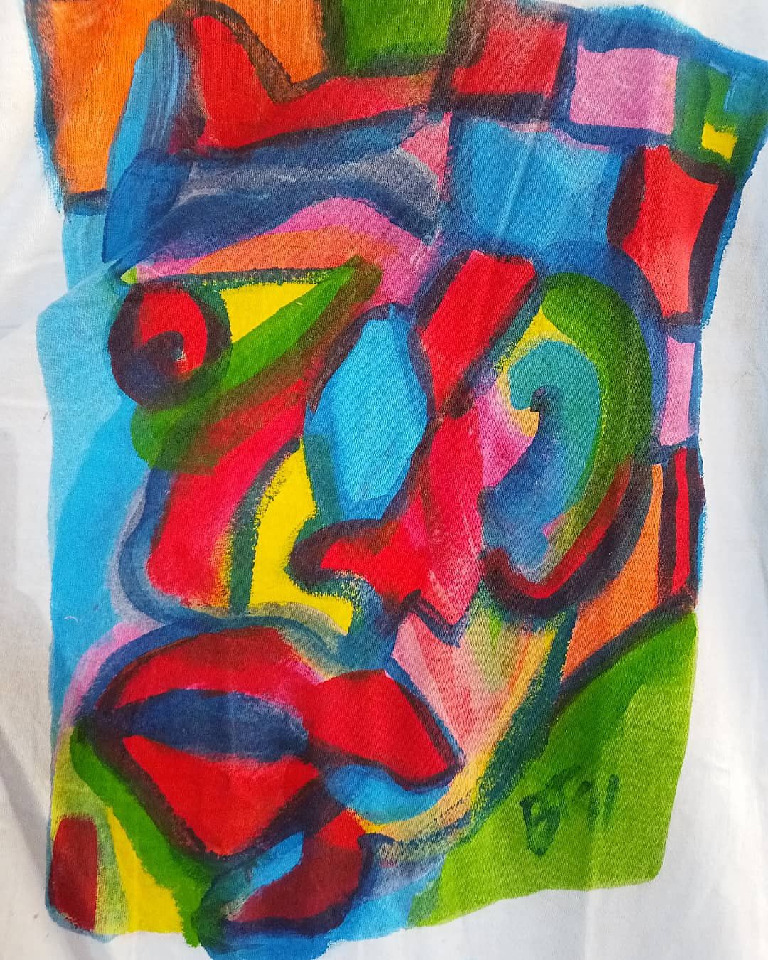Vintage 90s Art Tee Fashion Unknown artist painting Size US L / EU 52-54 / 3 - 2 Thumbnail