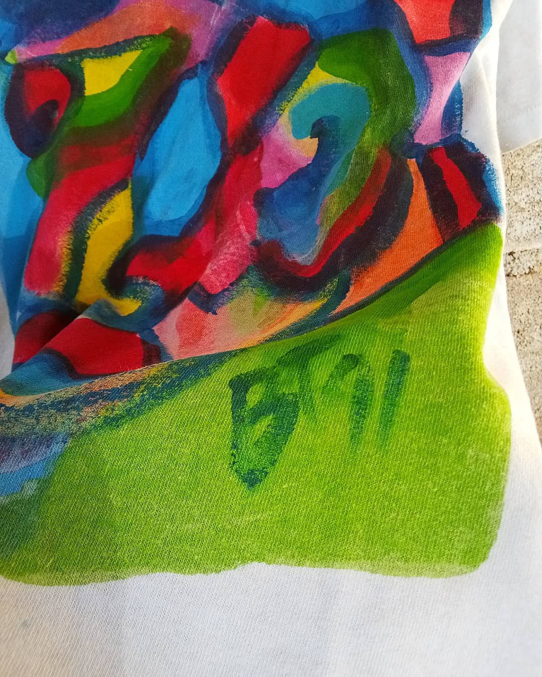 Vintage 90s Art Tee Fashion Unknown artist painting Size US L / EU 52-54 / 3 - 4 Thumbnail
