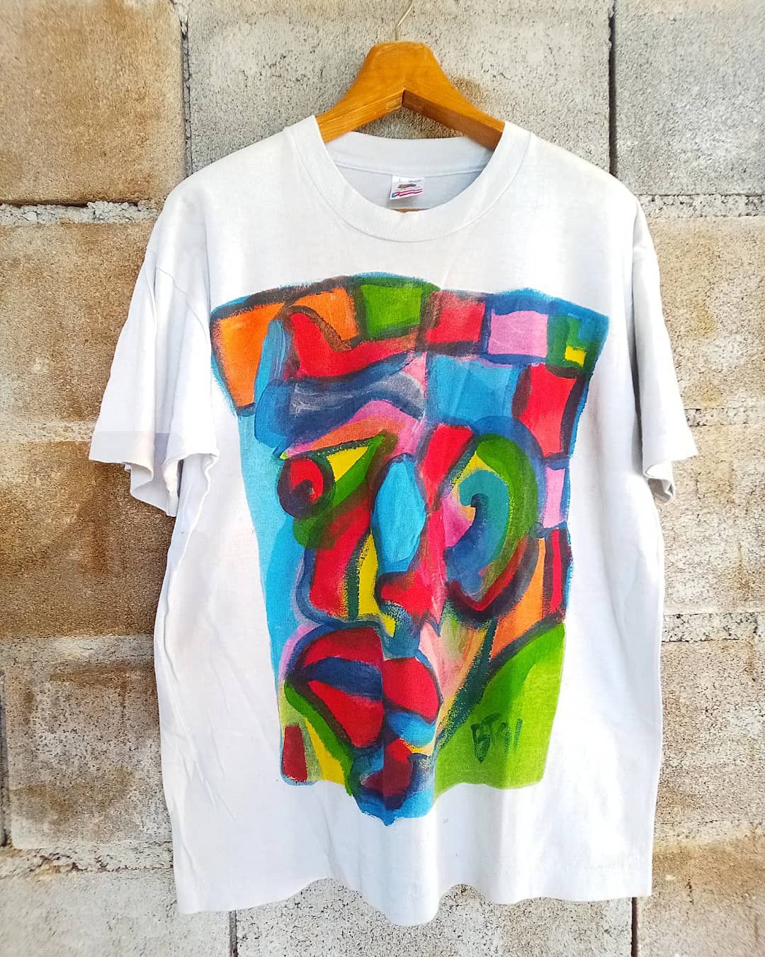 Vintage 90s Art Tee Fashion Unknown artist painting Size US L / EU 52-54 / 3 - 1 Thumbnail