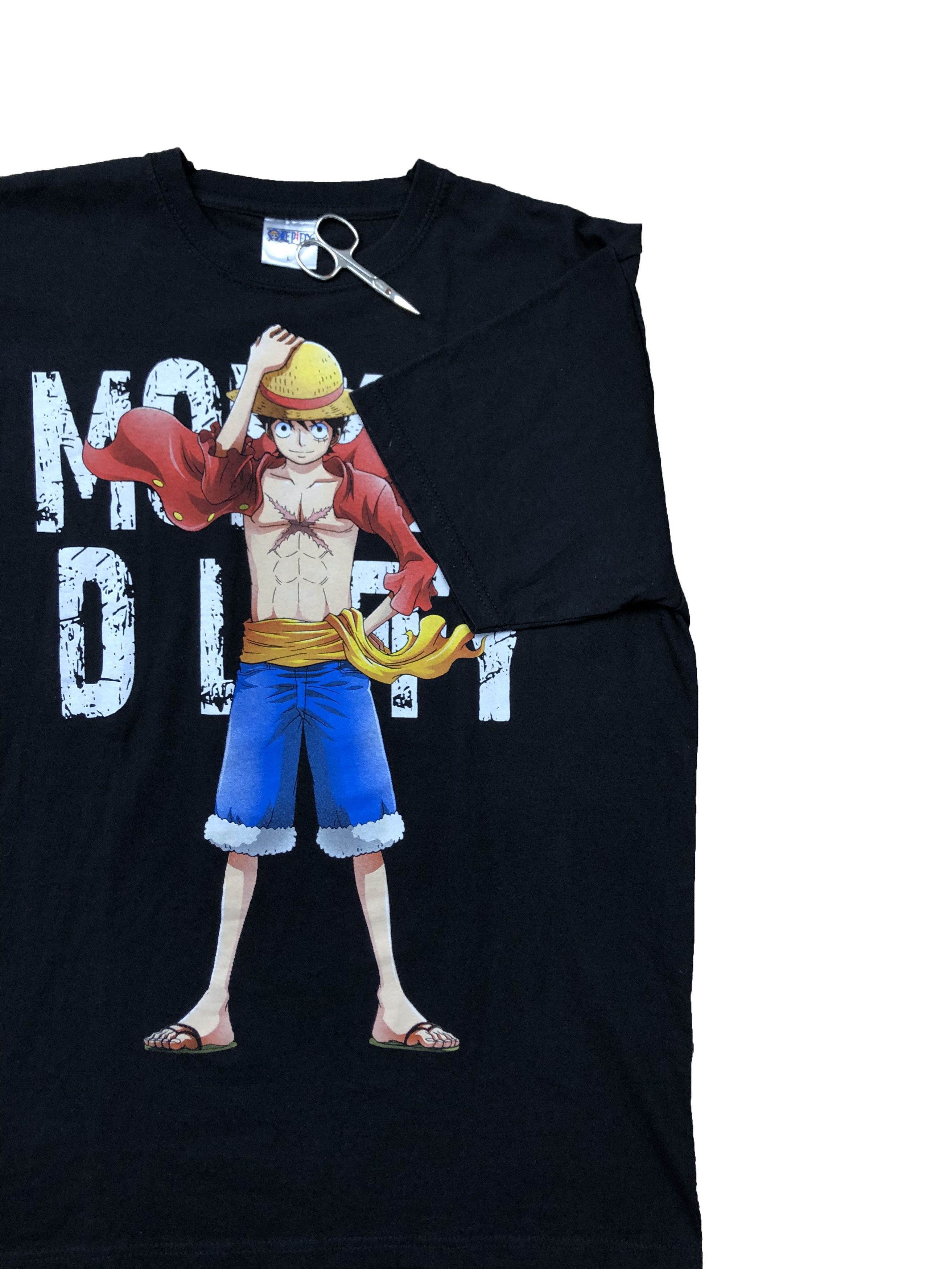 Anime Monkey D Luffy Anima Cartoon Tee Shirt Rare Y2K Drill Hype Size US L / EU 52-54 / 3 - 2 Thumbnail