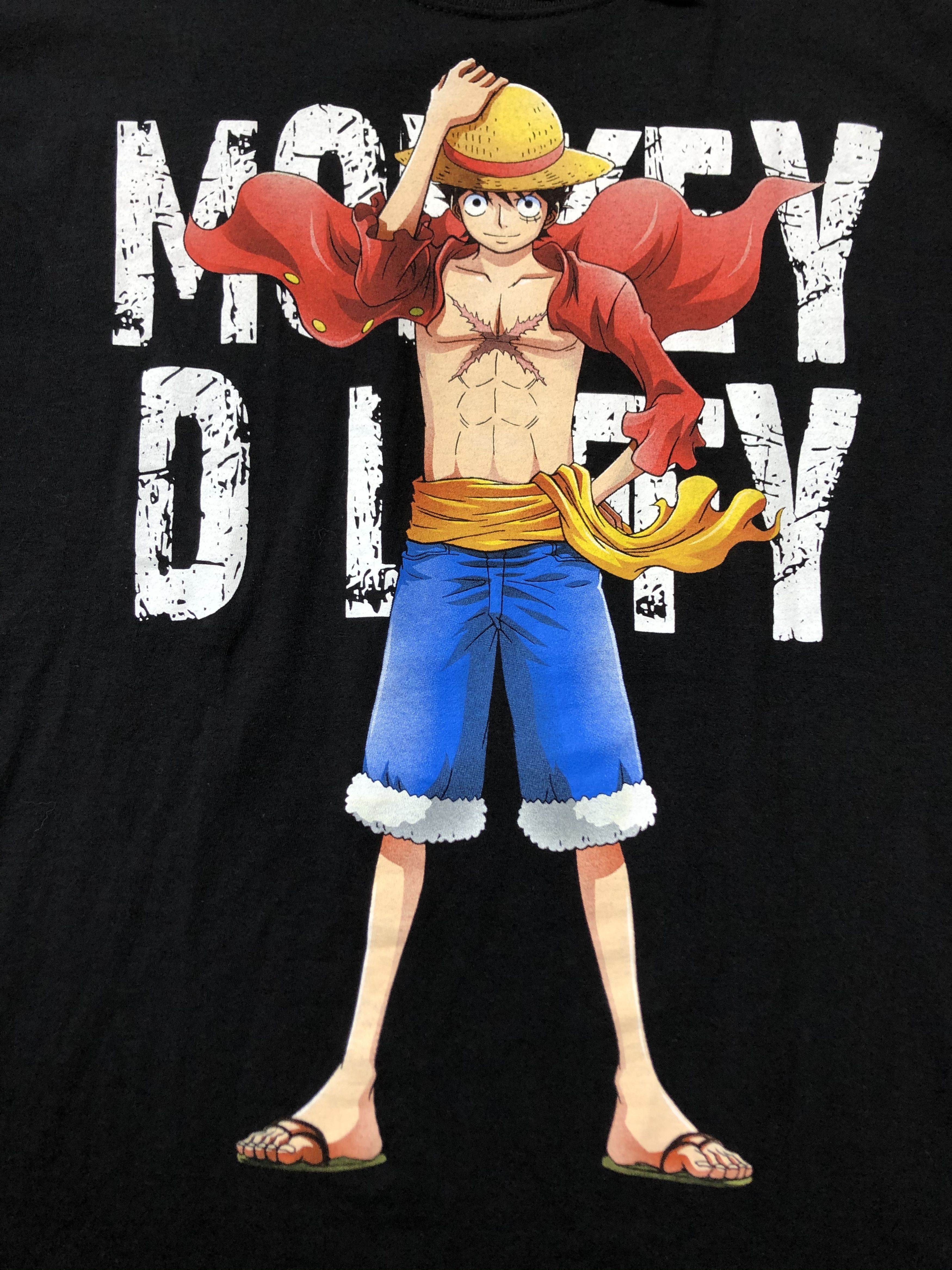 Anime Monkey D Luffy Anima Cartoon Tee Shirt Rare Y2K Drill Hype Size US L / EU 52-54 / 3 - 3 Thumbnail