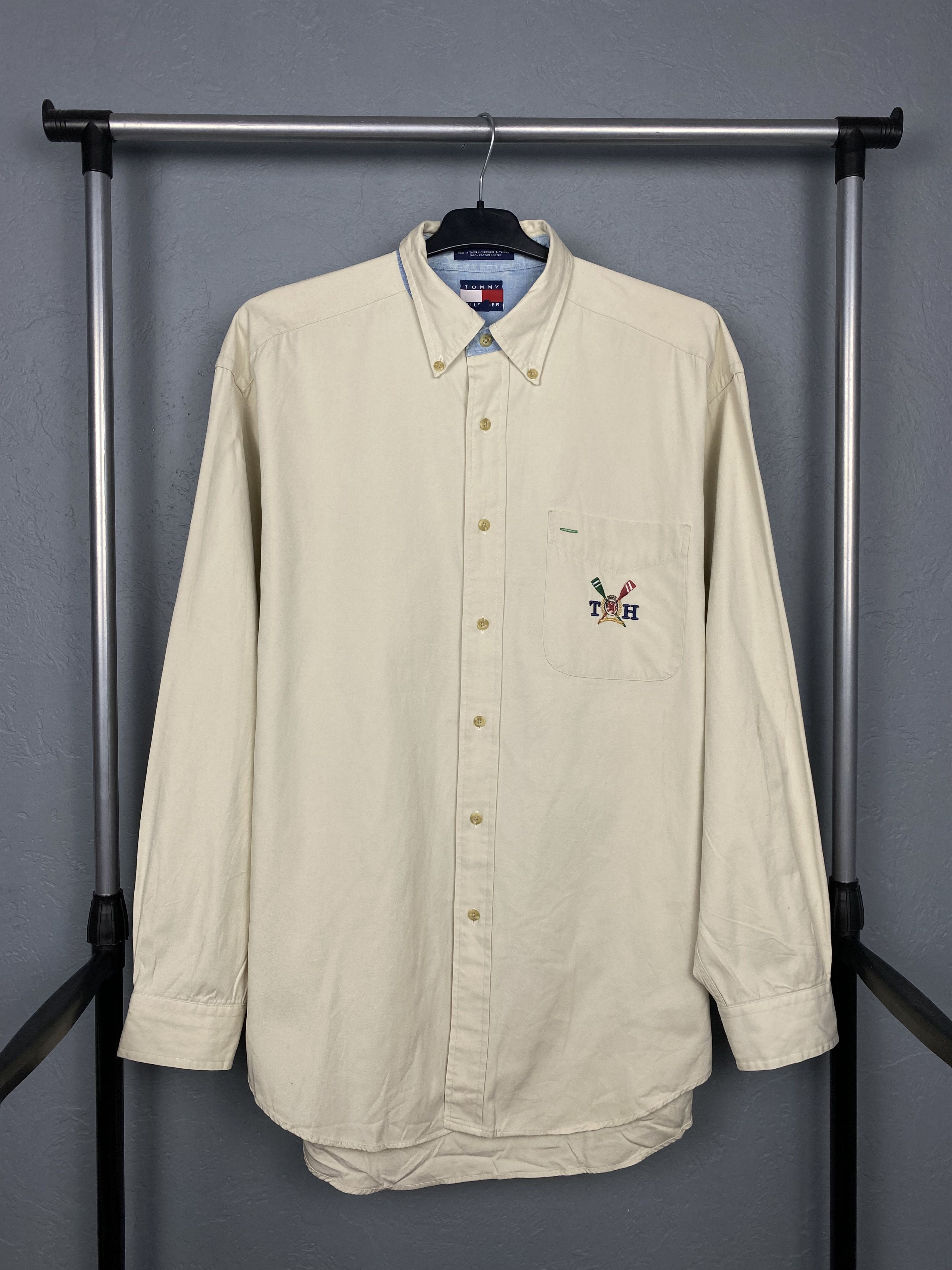 Tommy Hilfiger × Vintage Tommy Hilfiger 90s Vintage Mens Long Sleeve Shirt Size US M / EU 48-50 / 2 - 1 Thumbnail