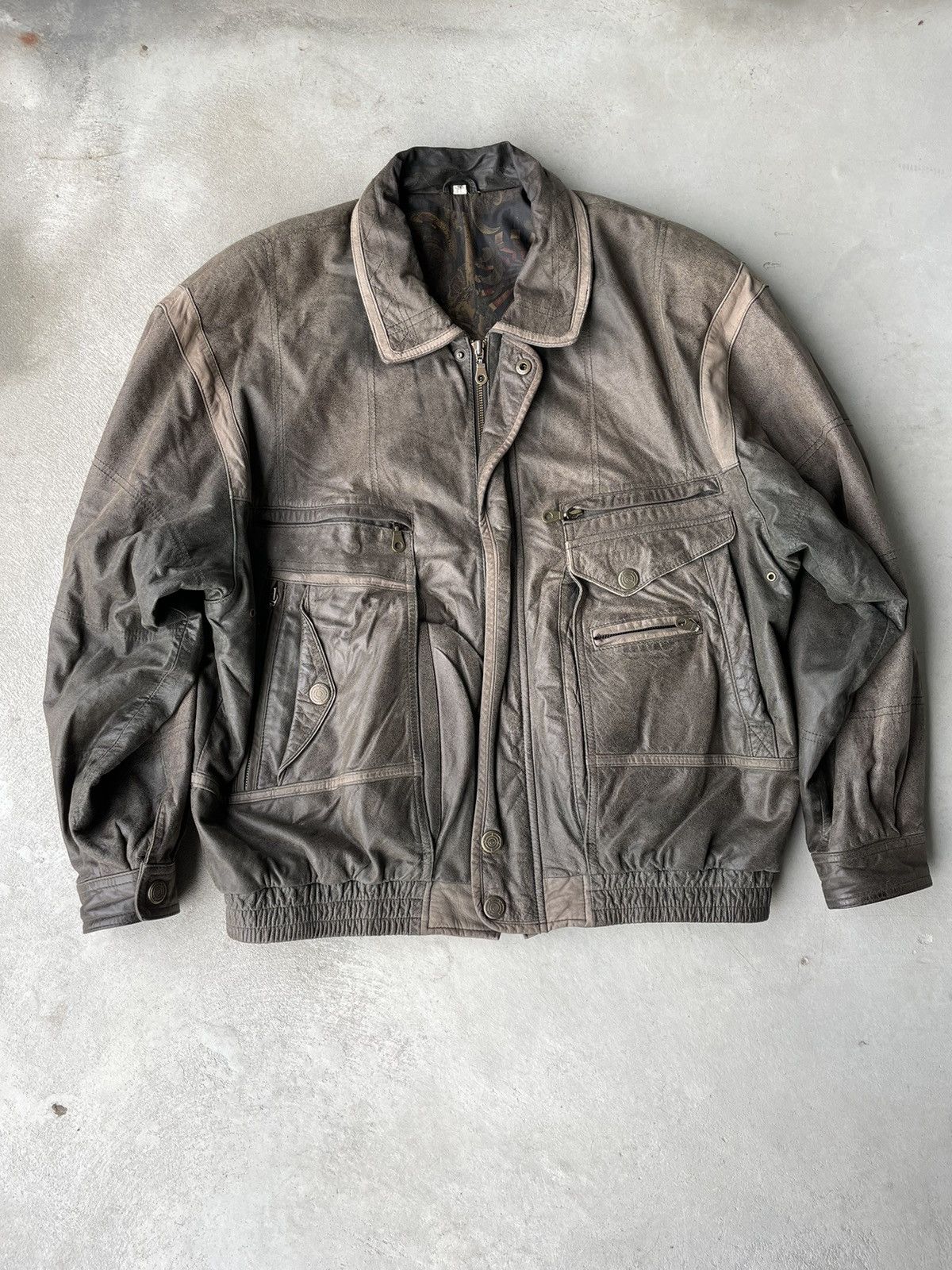 image of Vintage Washed Leather Jacket, Men's (Size Large)