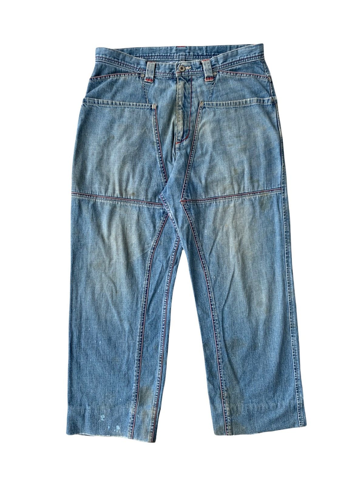 Japanese Brand Vintage Masterpiece Japan Double Knee Baggy Denim Pant Size US 34 / EU 50 - 1 Thumbnail
