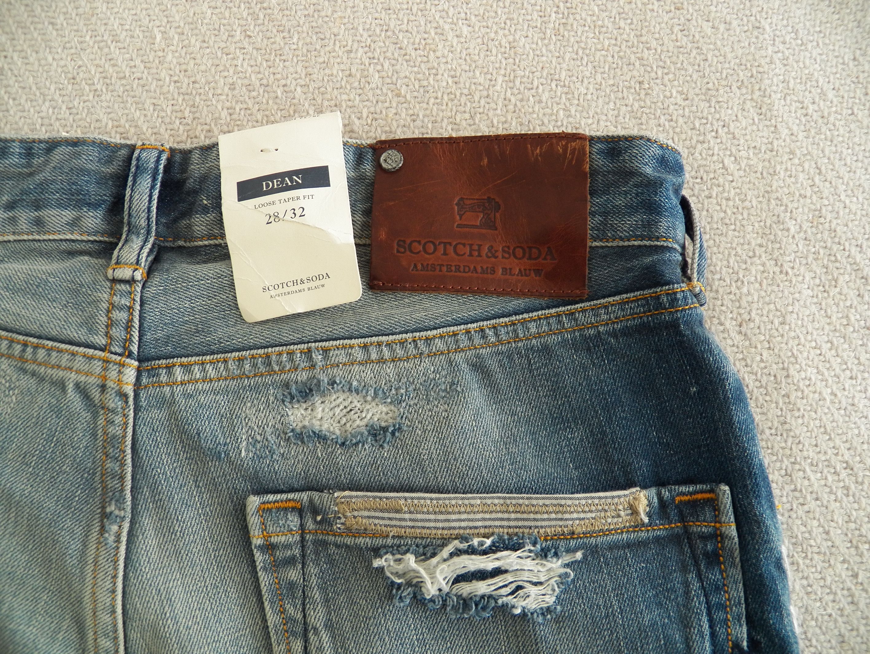 Scotch & Soda Dean Loose Taper JEANS W28 L32 Blue Patchwork Distressed NWT Size US 28 / EU 44 - 7 Thumbnail