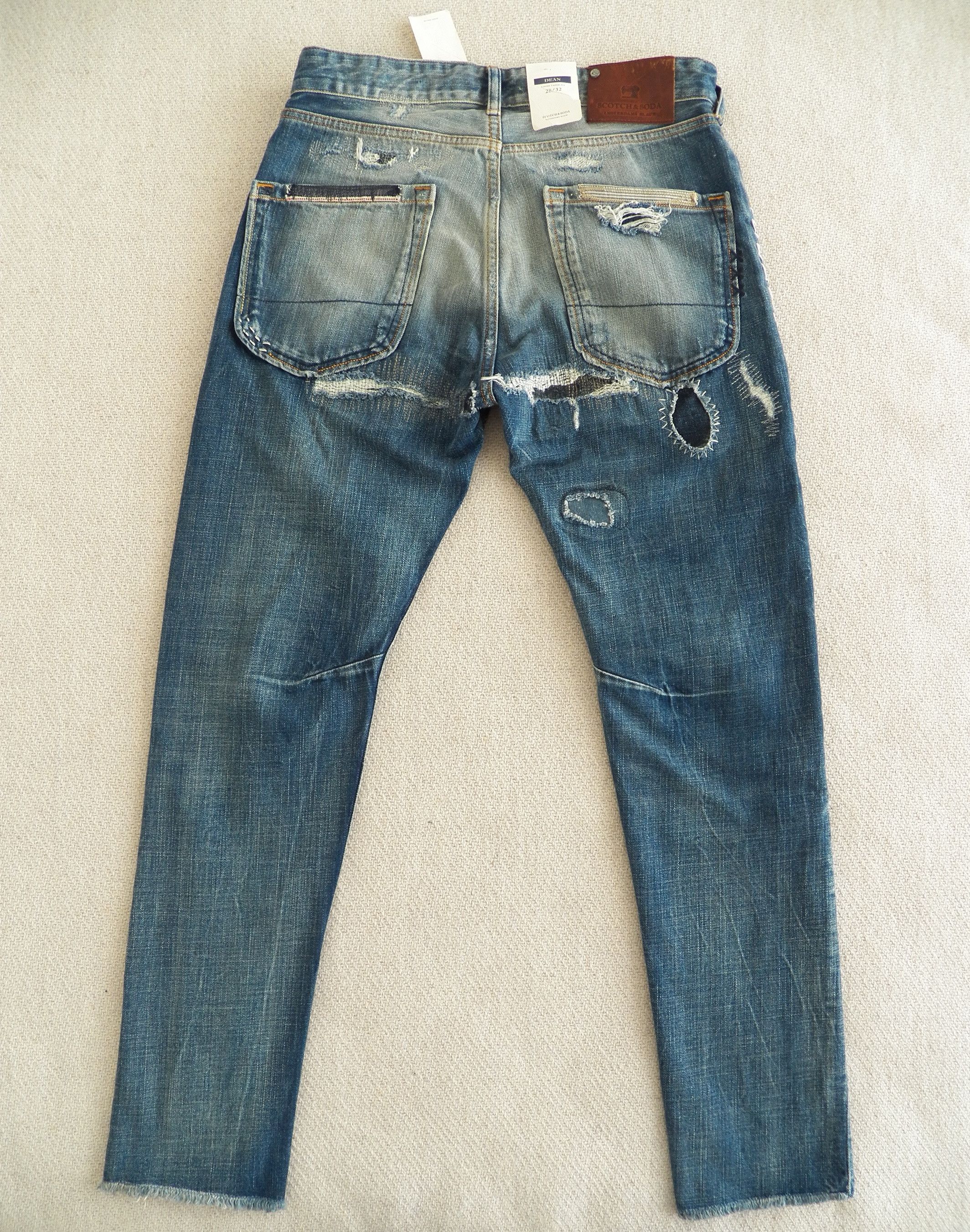Scotch & Soda Dean Loose Taper JEANS W28 L32 Blue Patchwork Distressed NWT Size US 28 / EU 44 - 5 Thumbnail