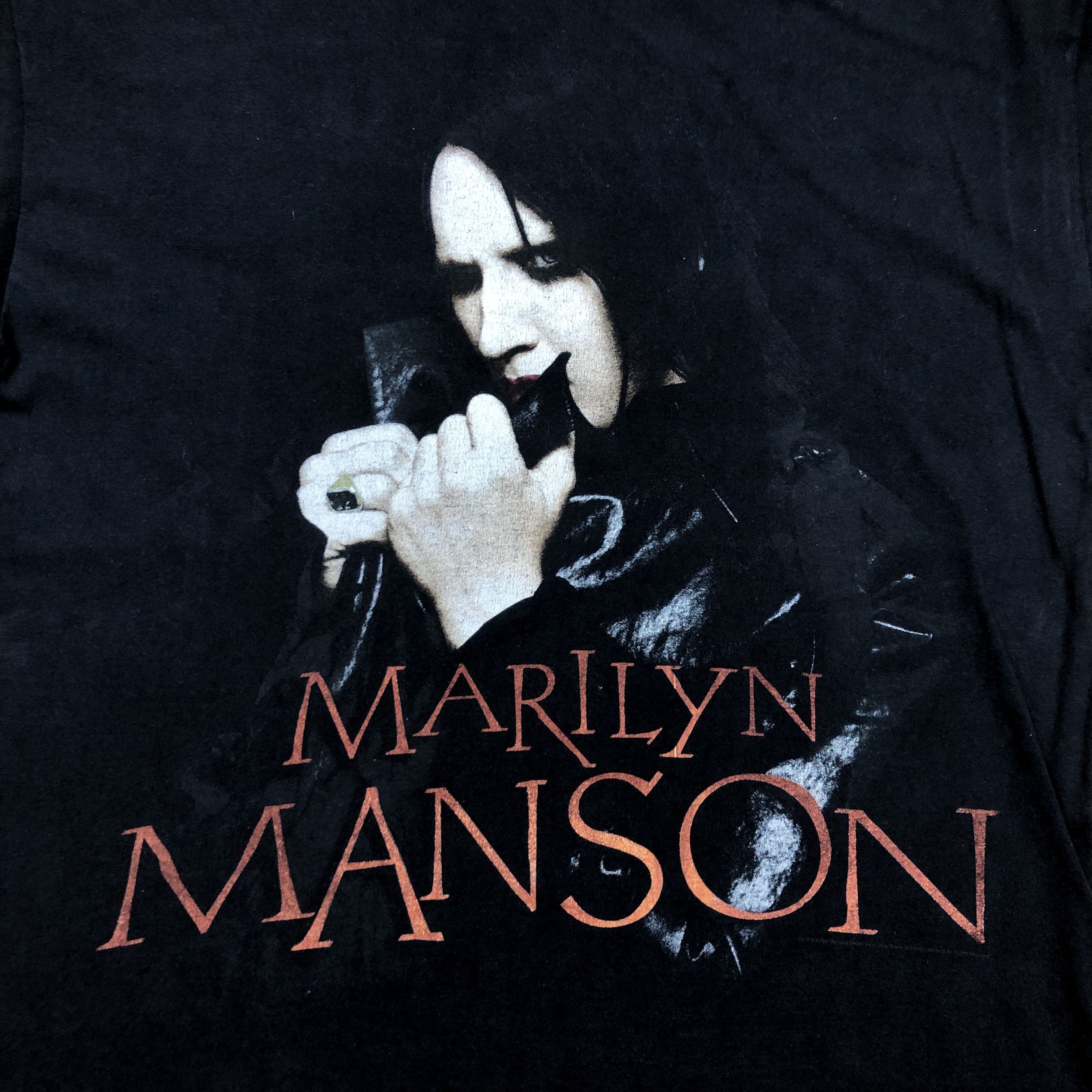 Band Tees × Vintage Vintage Marilyn Manson Shirt Jersey Tee Band Rare Y2K Drill Size US M / EU 48-50 / 2 - 4 Thumbnail
