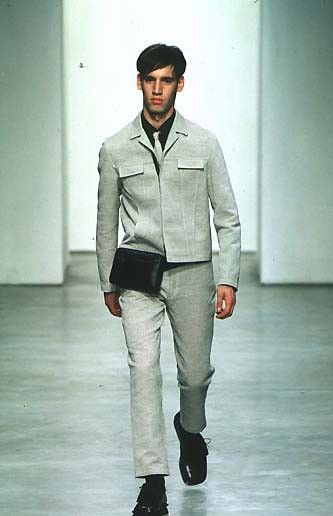 image of Prada Boxy Woven Jacket Runway Ss99 in Light Grey, Men's (Size Small)