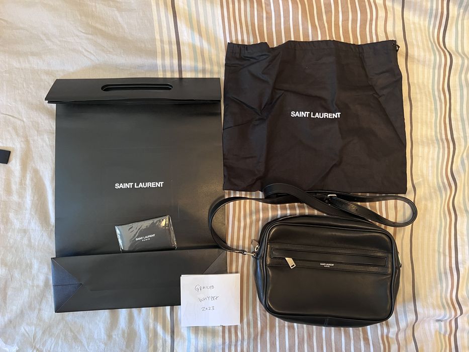 Camp Leather Camera Bag in Black - Saint Laurent