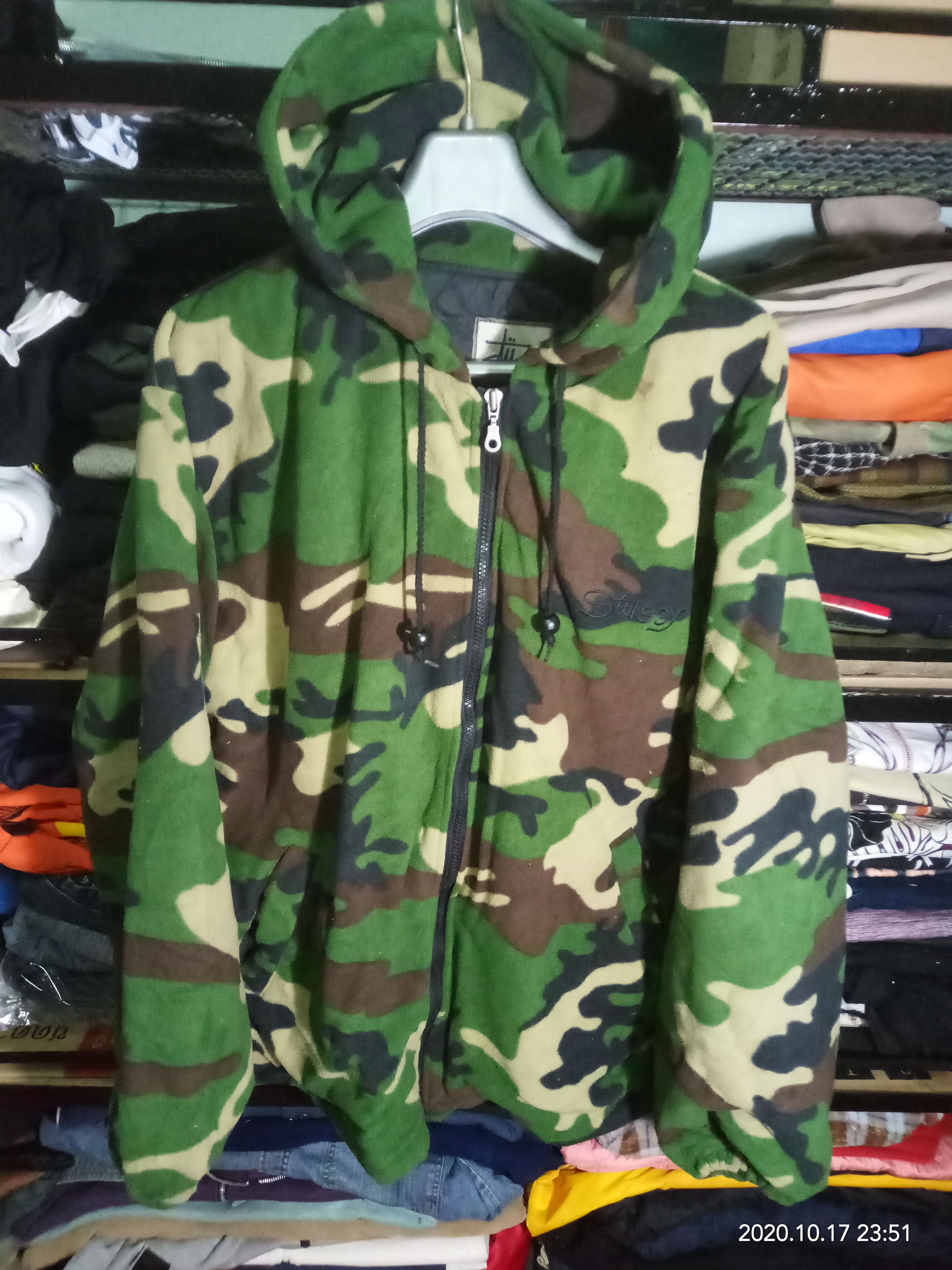 image of Stussy Outdoor Hoodie Fleece Sportswear 90's in Camo, Men's (Size Medium)