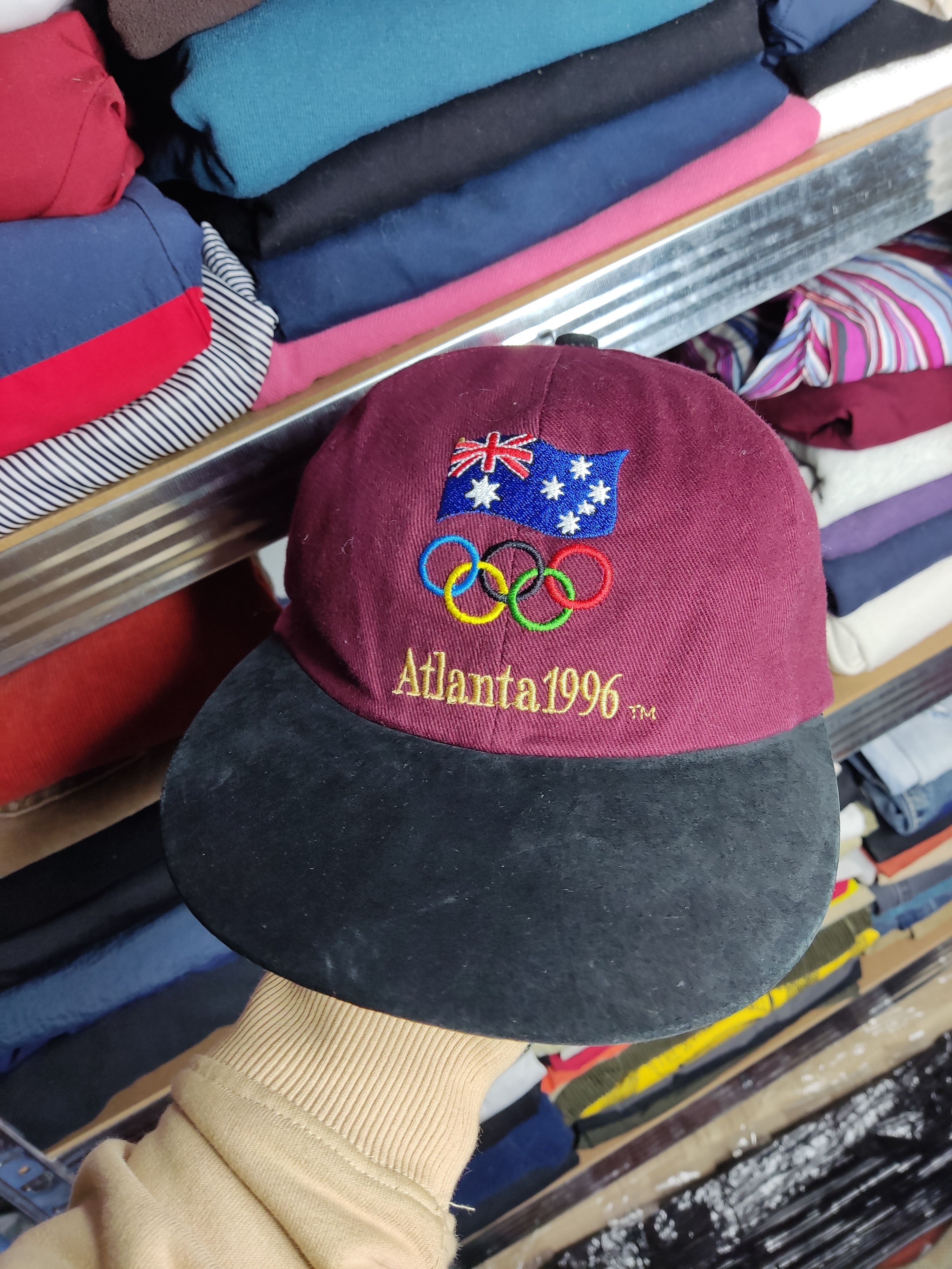 Pre-owned Usa Olympics X Vintage Atlanta 1996 Macdonald's Usa Olympics Vintage Cap Hats In Burgundy