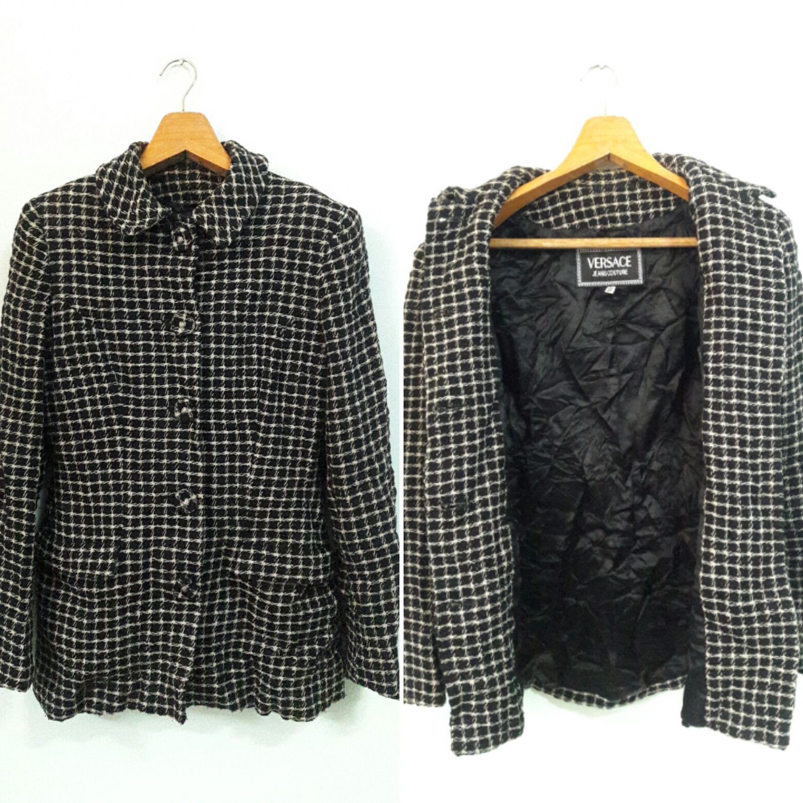 Versace Jeans Couture Vintage Versace Wool Coat Plaid fashion luxury classic Size M / US 6-8 / IT 42-44 - 1 Thumbnail