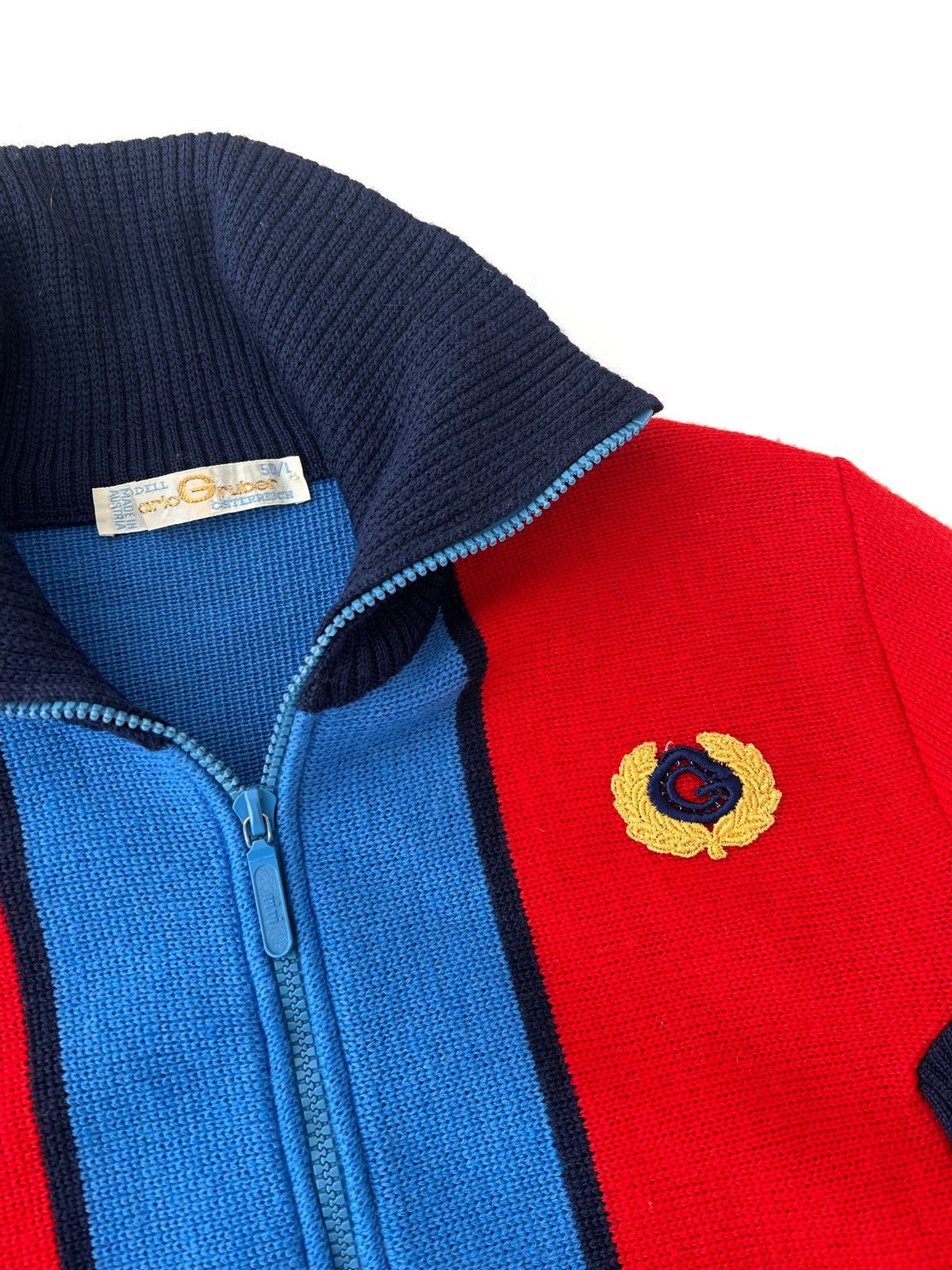 Sports Specialties Vintage Carlo Gruber Wool Knitwear Zip Sweater 70s Size US L / EU 52-54 / 3 - 3 Thumbnail