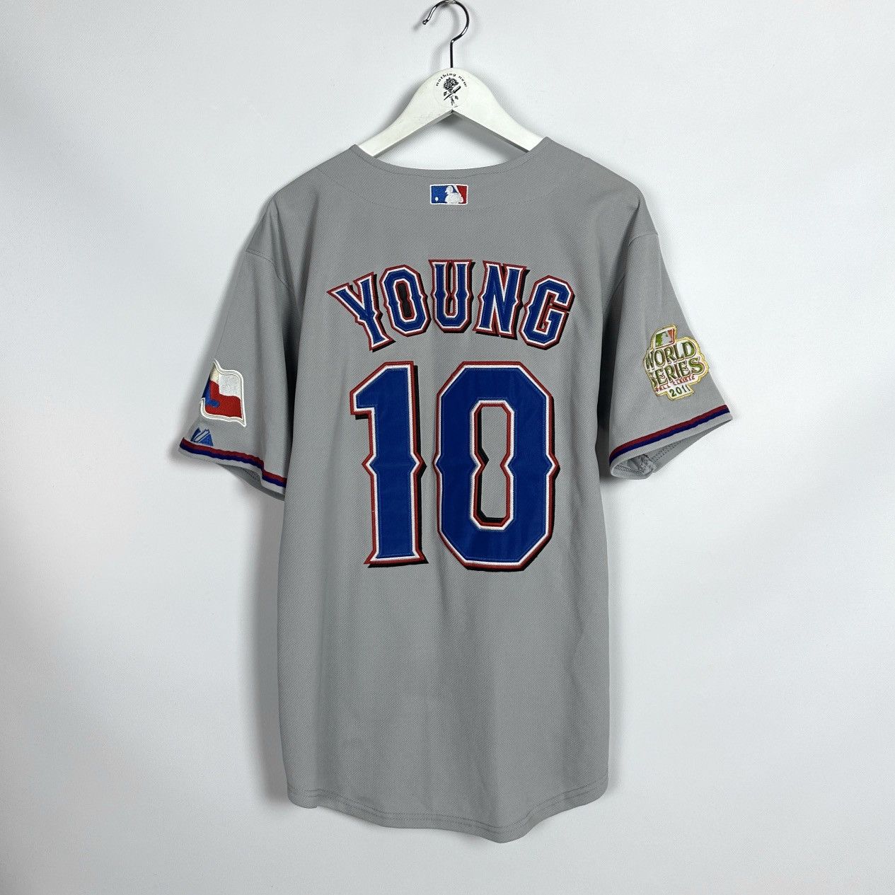 Majestic Vintage 00s MLB Texas Young Majestic Jersey 2011 World y2k Size US M / EU 48-50 / 2 - 1 Thumbnail