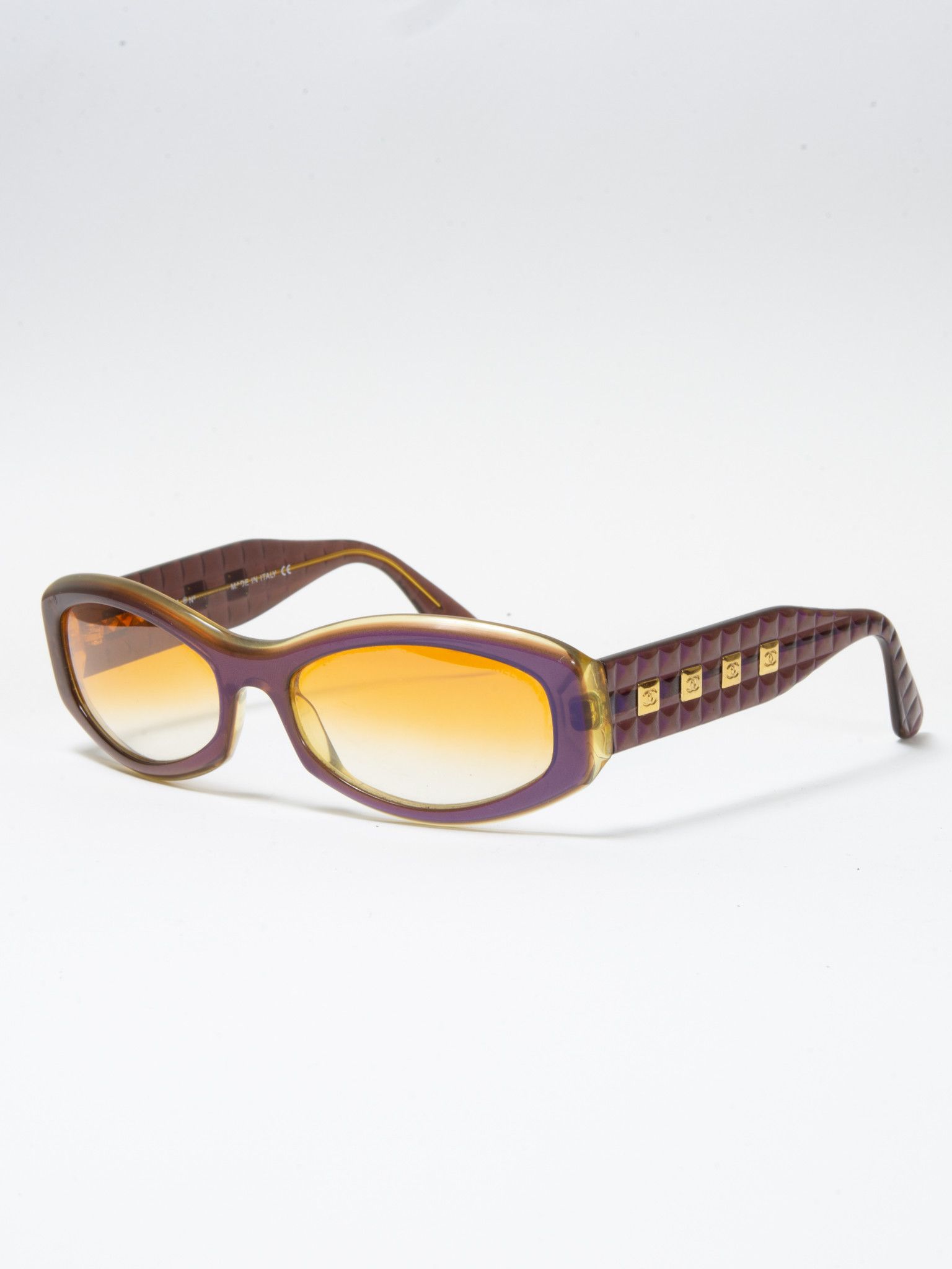 image of Vintage Multilogo Chanel Sunglasses in Purple/Yellow, Men's