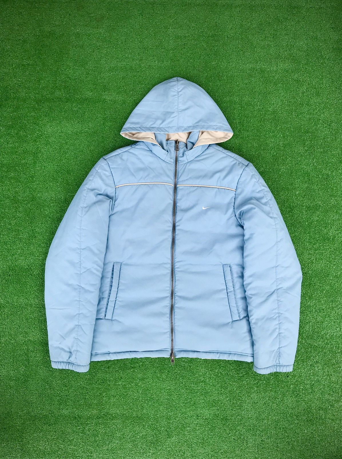Nike Vintage Nike Baby Blue Reversible Light Puffer Jacket 00s Grailed