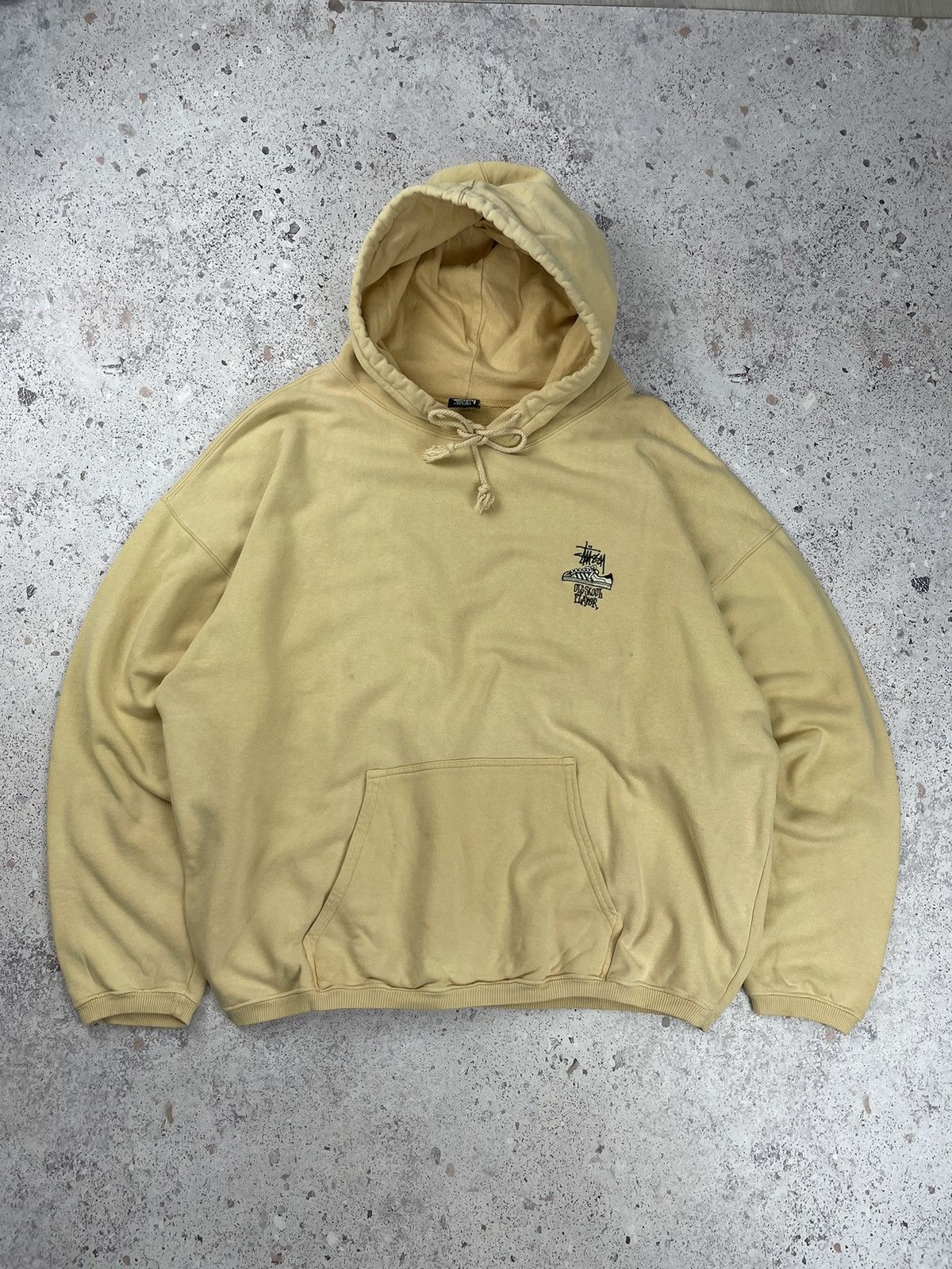 image of Y2K Vintage Stussy Old Skool Flavor Hoodie in Yellow, Men's (Size Large)