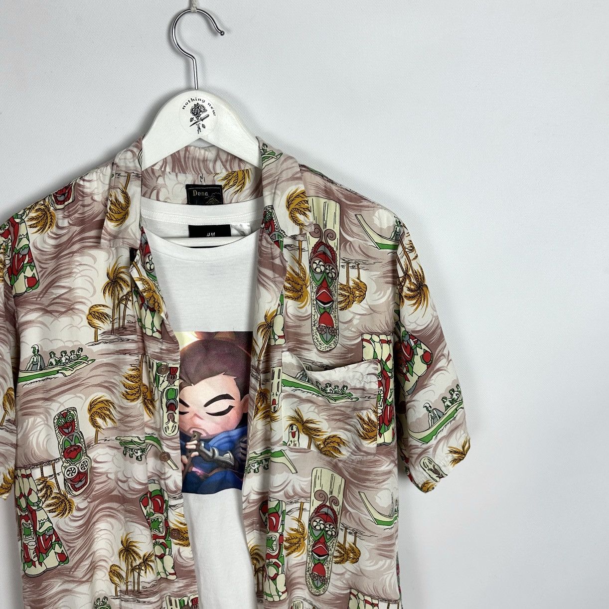 Vintage Vintage 90s Dena Hawaii Viscose shirt AOP totem canoe y2k Size US M / EU 48-50 / 2 - 2 Thumbnail