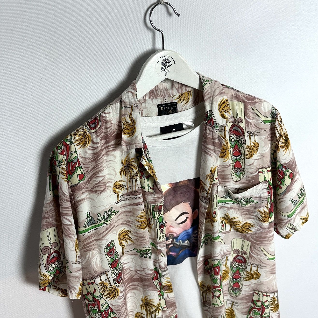 Vintage Vintage 90s Dena Hawaii Viscose shirt AOP totem canoe y2k Size US M / EU 48-50 / 2 - 4 Thumbnail