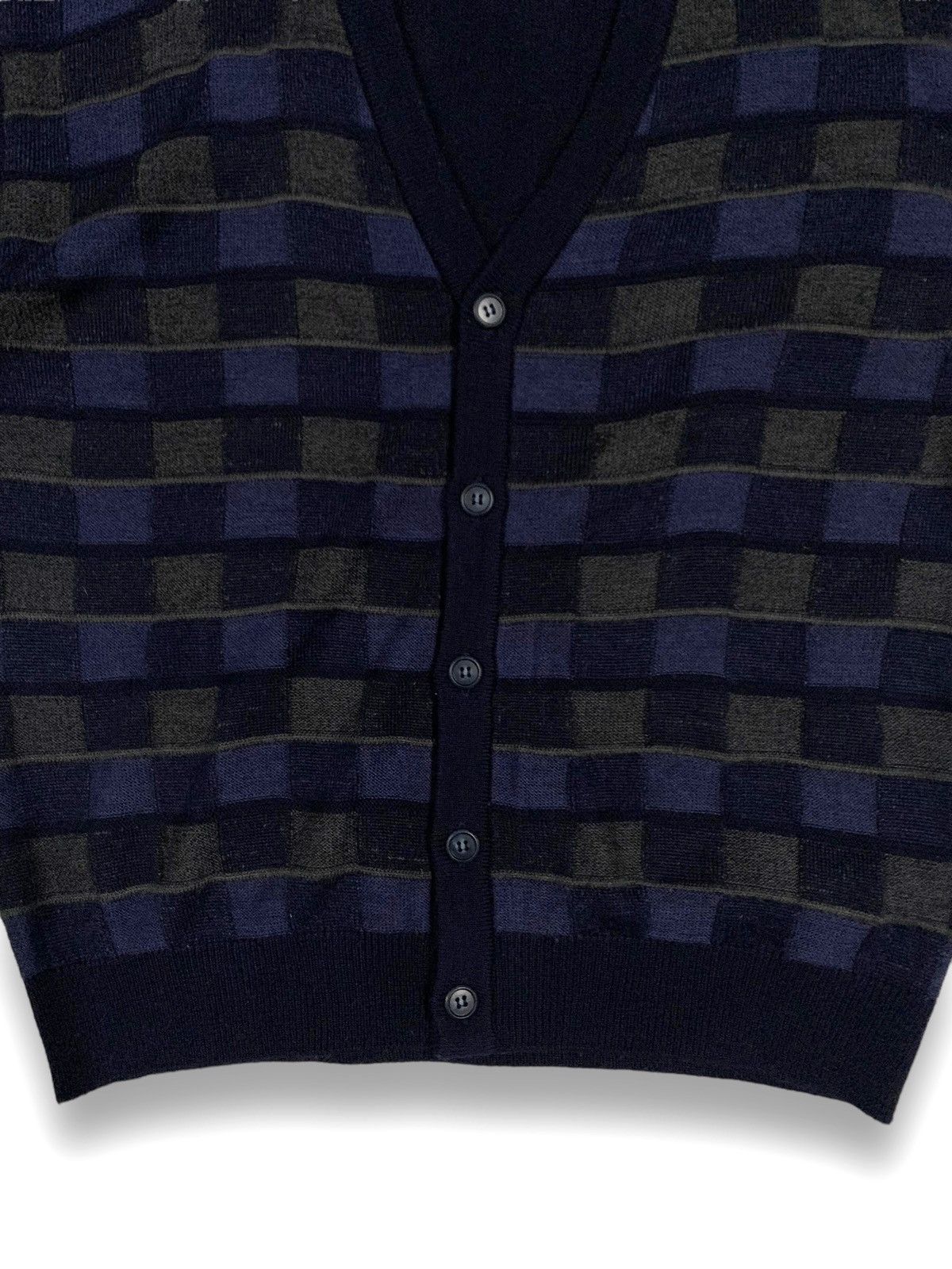 Vintage Vintage Lindbergh Checkered Plaid Technical Knitted Cardigan Size US L / EU 52-54 / 3 - 7 Thumbnail