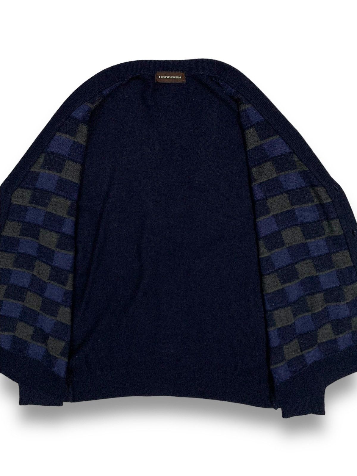Vintage Vintage Lindbergh Checkered Plaid Technical Knitted Cardigan Size US L / EU 52-54 / 3 - 3 Thumbnail
