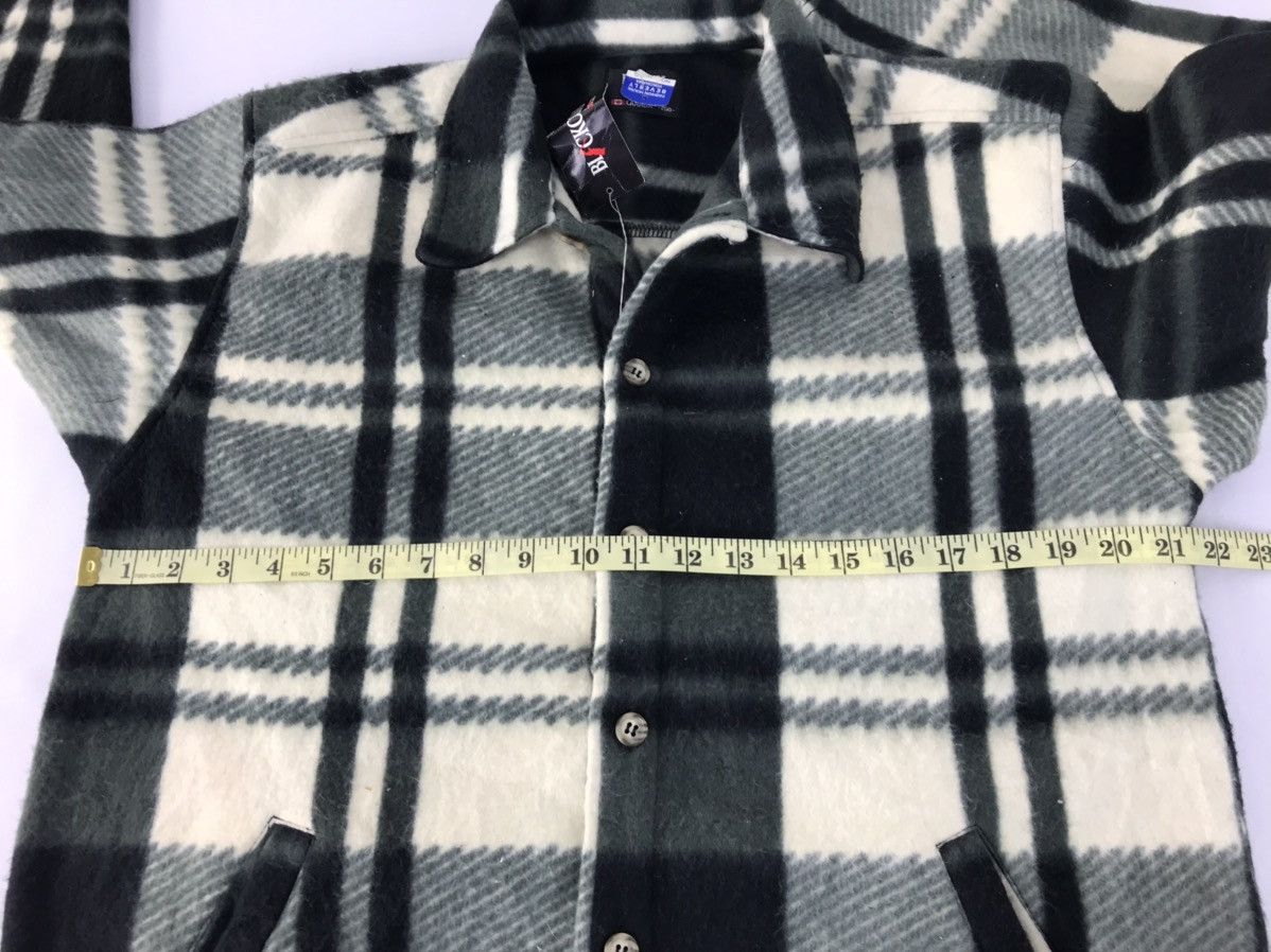 Plaid Checked Wool Fleece Black Comb Canada Button Up