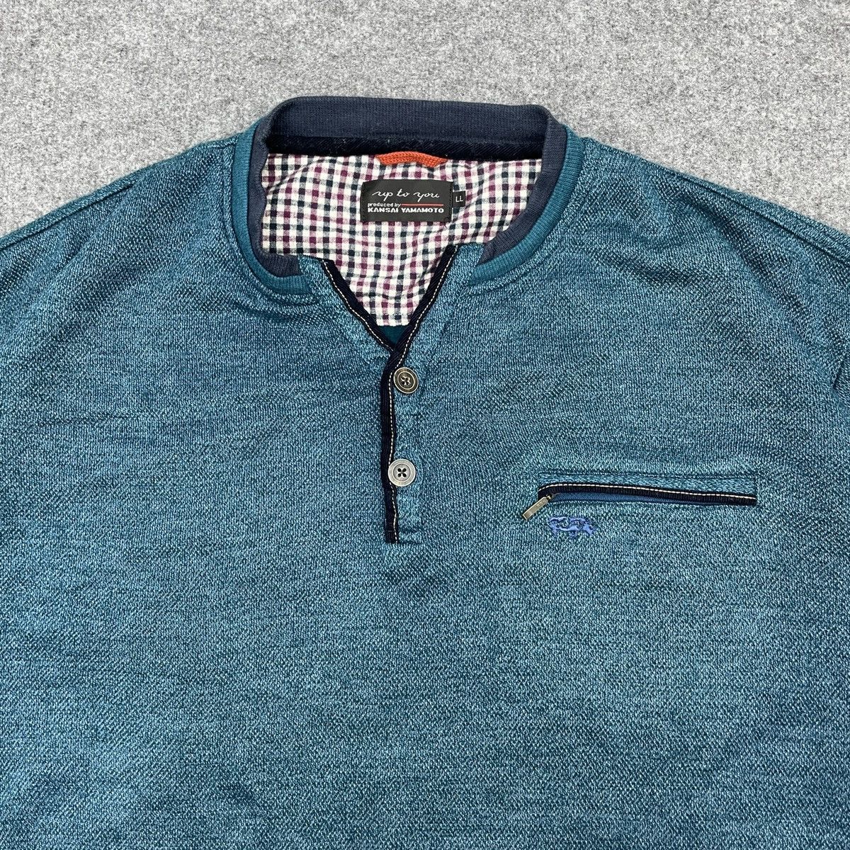 Kansai Yamamoto × Vintage Vintage Kansai Yamamoto Half Button Sweatshirt Size US XL / EU 56 / 4 - 4 Thumbnail