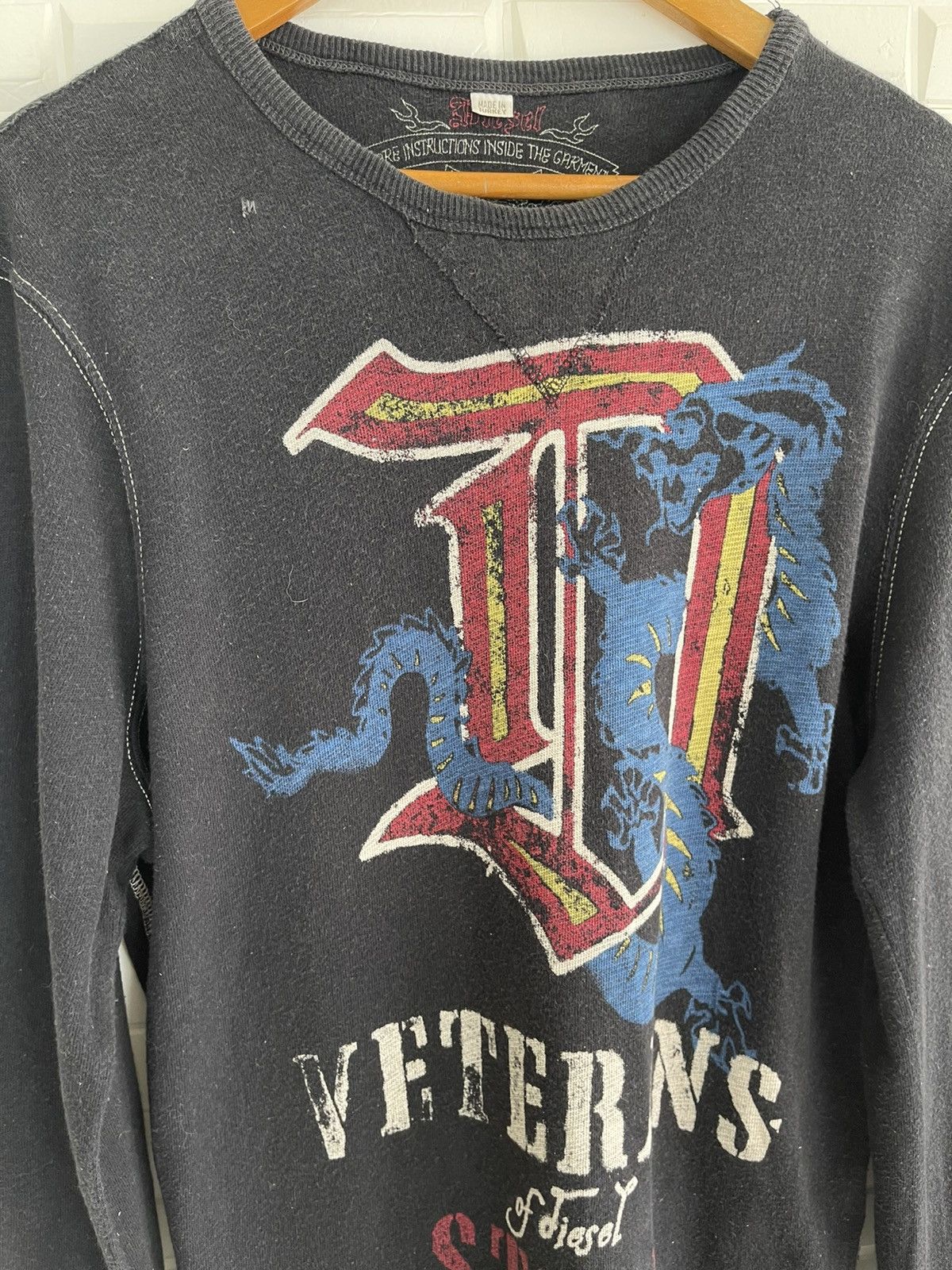 Diesel Vintage DIESEL Sweatshirt Black Minimalist Size US M / EU 48-50 / 2 - 2 Thumbnail