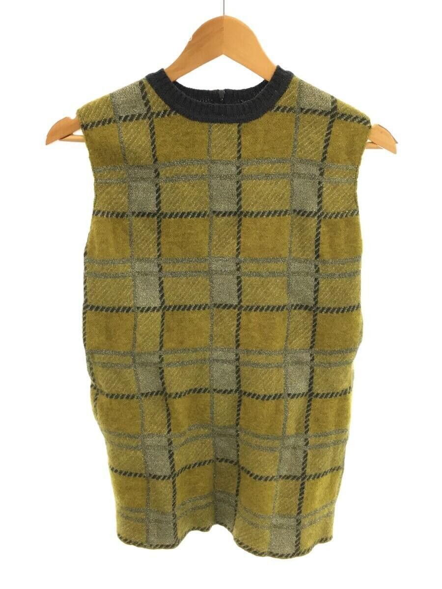 image of Marni Mohair Plaid Knit Vest in Yellow Green, Women's (Size Small)