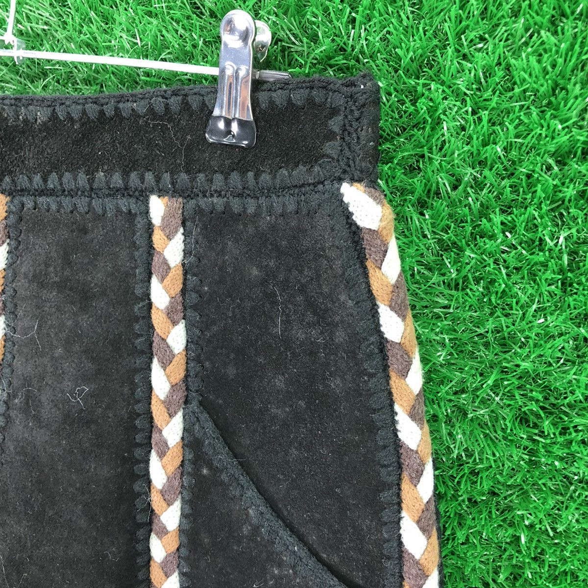 Native Vintage Suede Leather Midi Skirt Native Art Unbrand Size 26" / US 2 / IT 38 - 3 Thumbnail