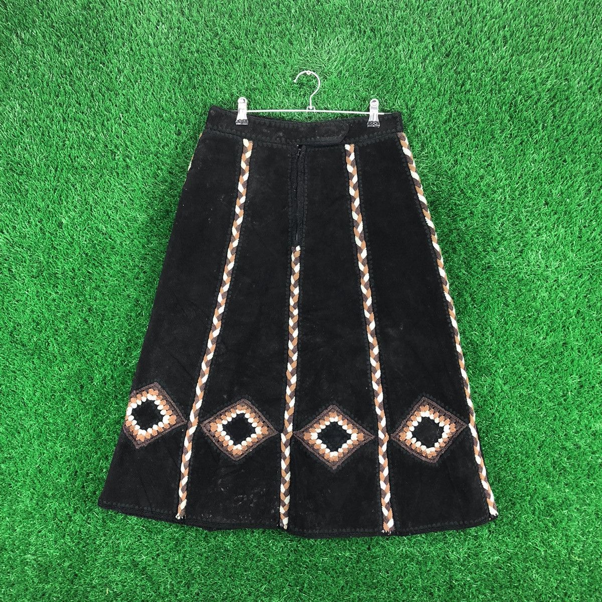 Native Vintage Suede Leather Midi Skirt Native Art Unbrand Size 26" / US 2 / IT 38 - 4 Thumbnail
