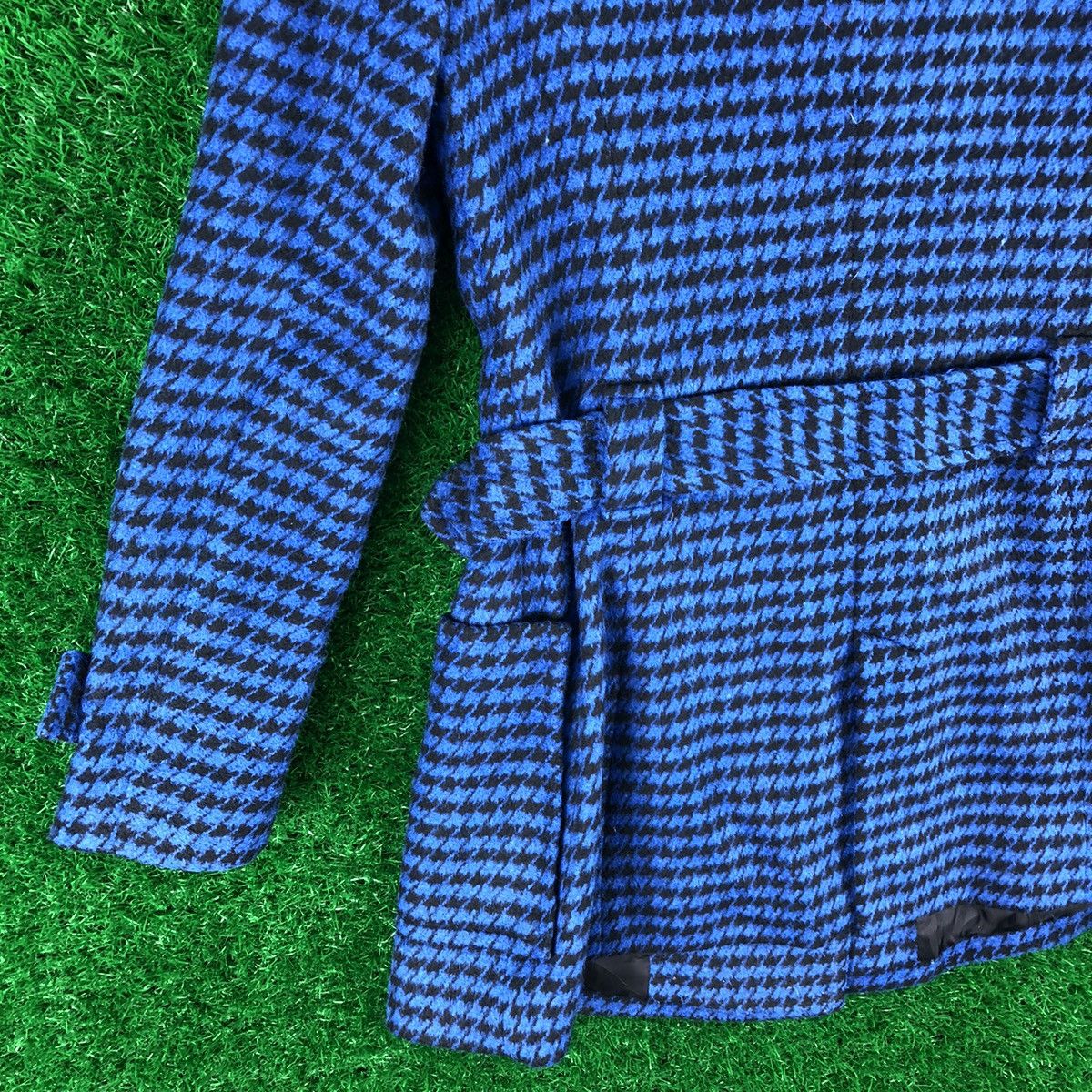Japanese Brand Vintage Trench Pea Coat Women Blue Houndstooth by Jayro Size XS / US 0-2 / IT 36-38 - 6 Thumbnail