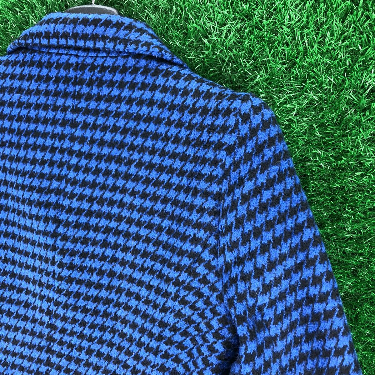 Japanese Brand Vintage Trench Pea Coat Women Blue Houndstooth by Jayro Size XS / US 0-2 / IT 36-38 - 5 Thumbnail