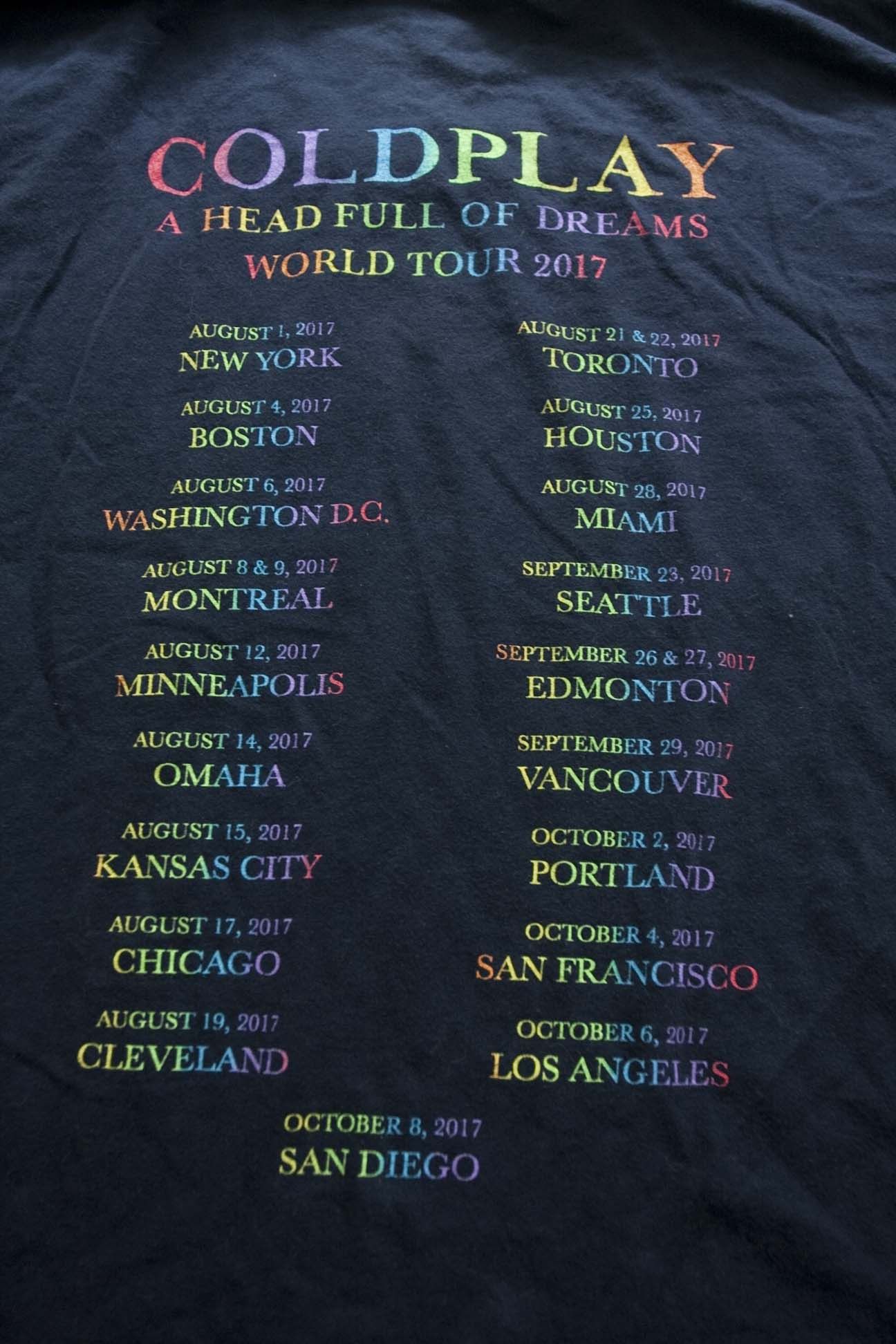 Band Tees Coldplay T Shirt A Head Full of Dreams Tour 2017 Size L Size US L / EU 52-54 / 3 - 4 Thumbnail