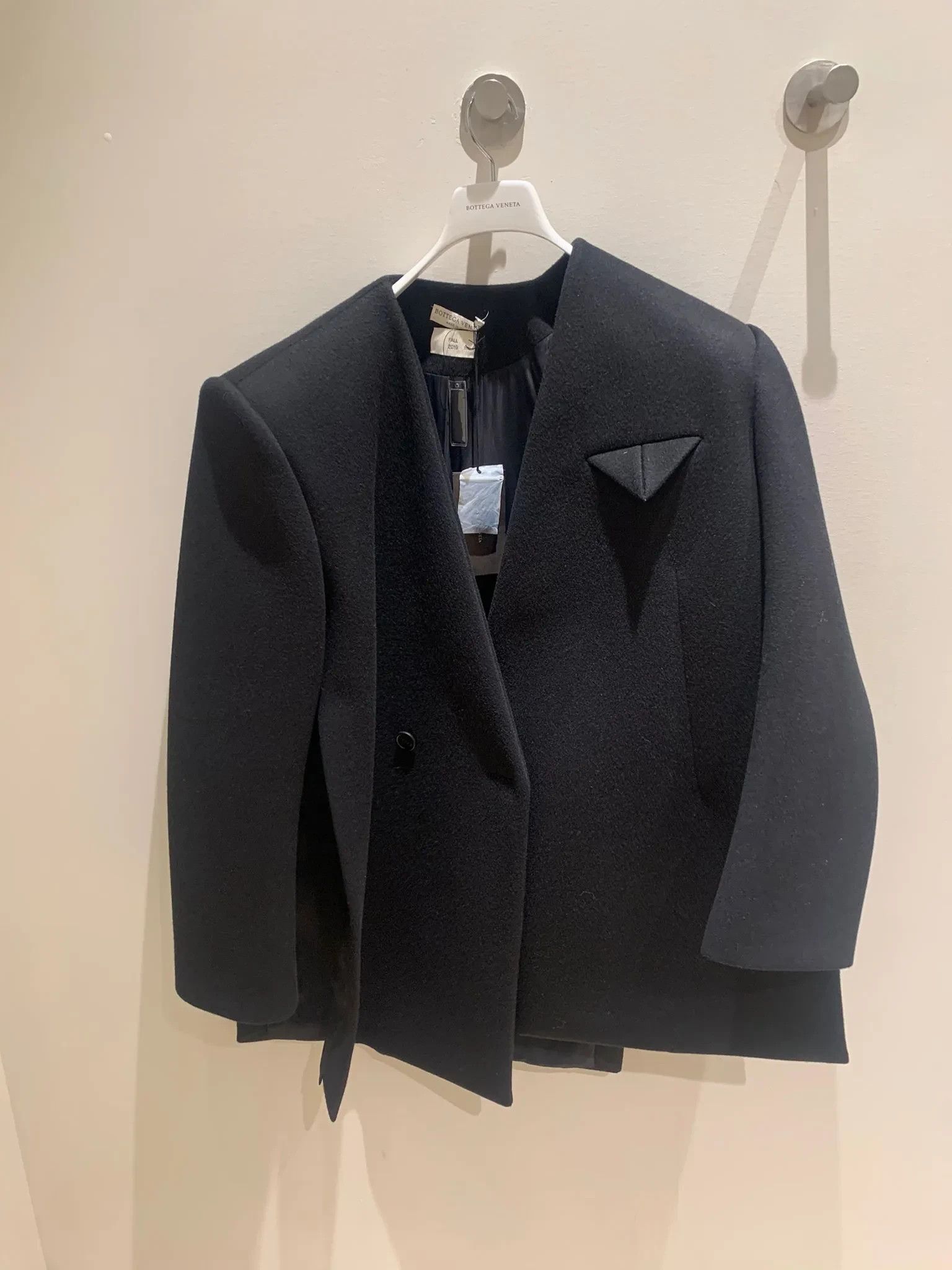 image of Bottega Veneta Compact Dry Wool Coat In Black, Men's (Size Large)
