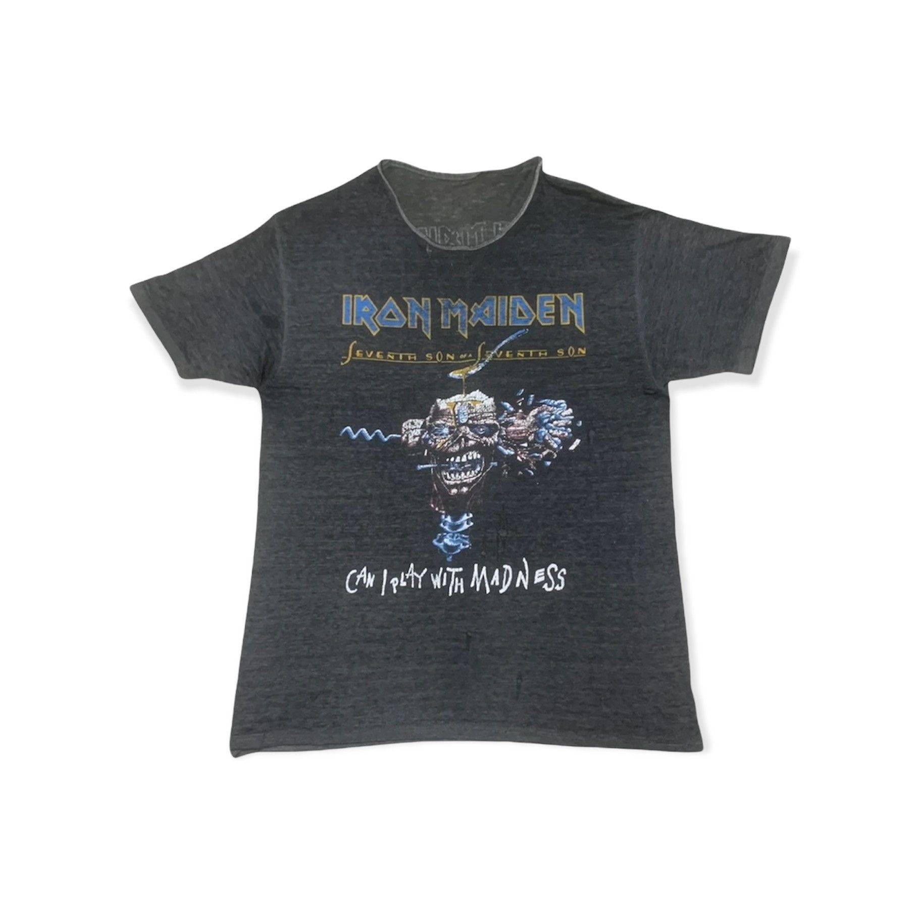 image of Band Tees x Iron Maiden Vintage 1988 Iron Maiden Can I Play With Madness Tshirt in Black (Size Larg