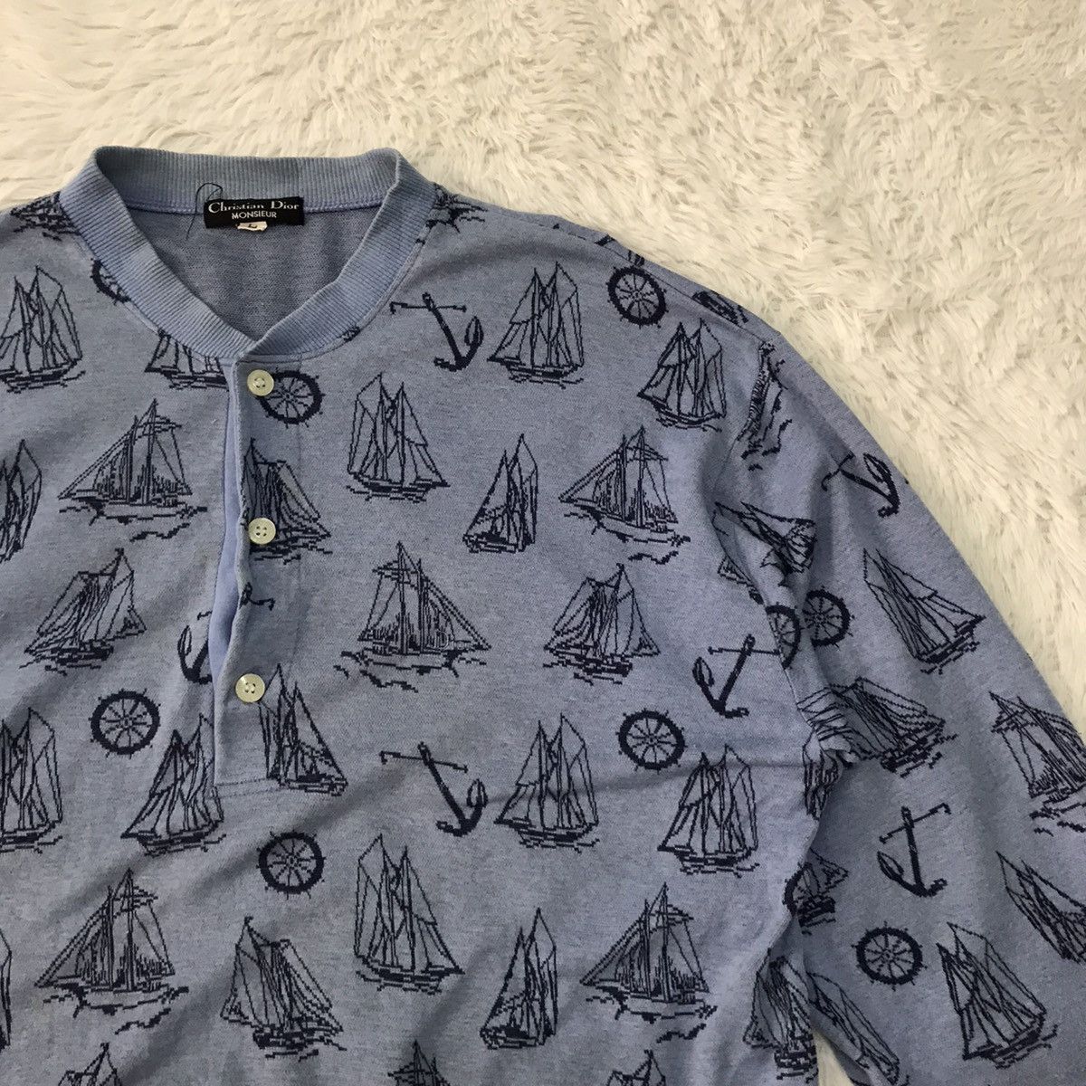 Christian Dior Monsieur Christian Dior Half Button Sweatshirt/Shirt Yacht Overprint Size US L / EU 52-54 / 3 - 4 Thumbnail