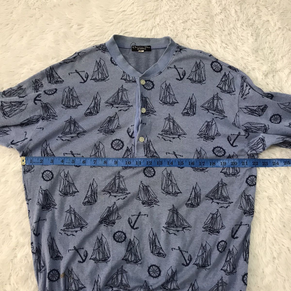 Christian Dior Monsieur Christian Dior Half Button Sweatshirt/Shirt Yacht Overprint Size US L / EU 52-54 / 3 - 18 Thumbnail