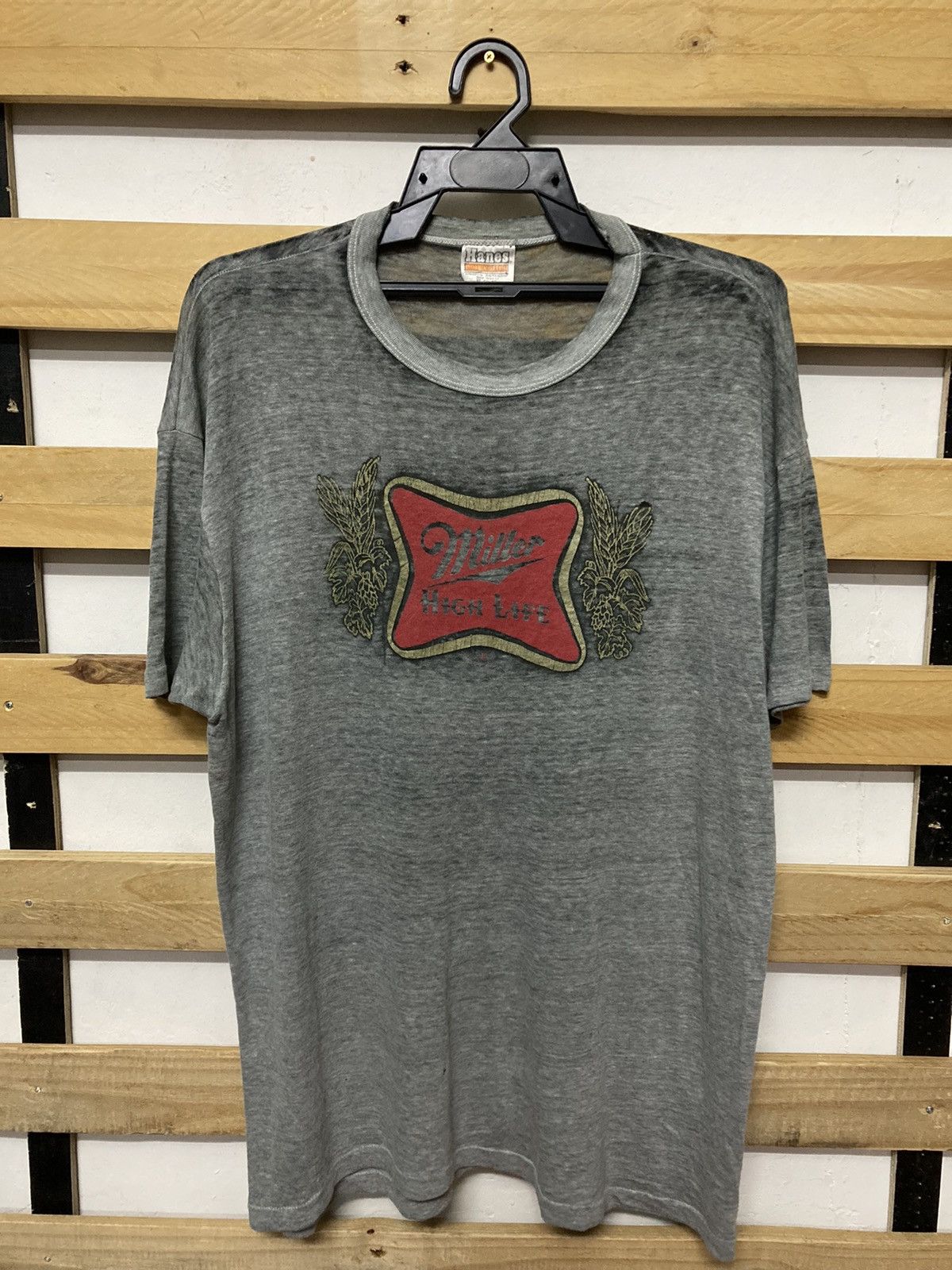 Vintage Vintage 80s Miller High Life Distressed Paper Thin Shirt Size US XL / EU 56 / 4 - 1 Thumbnail