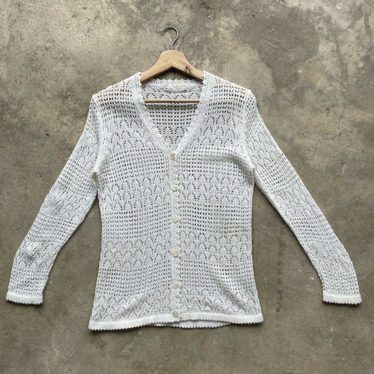 Vintage Japanese Made Mesh Net Cardigan Knitwear Rare