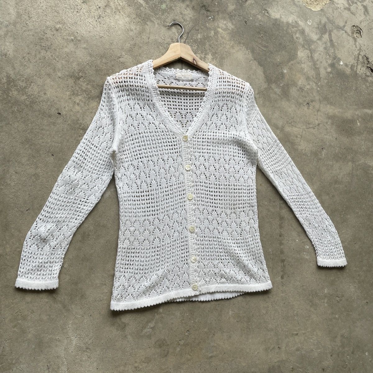 Japanese Brand Vintage Japanese Made Mesh Net Cardigan Knitwear Rare Size US S / EU 44-46 / 1 - 2 Thumbnail