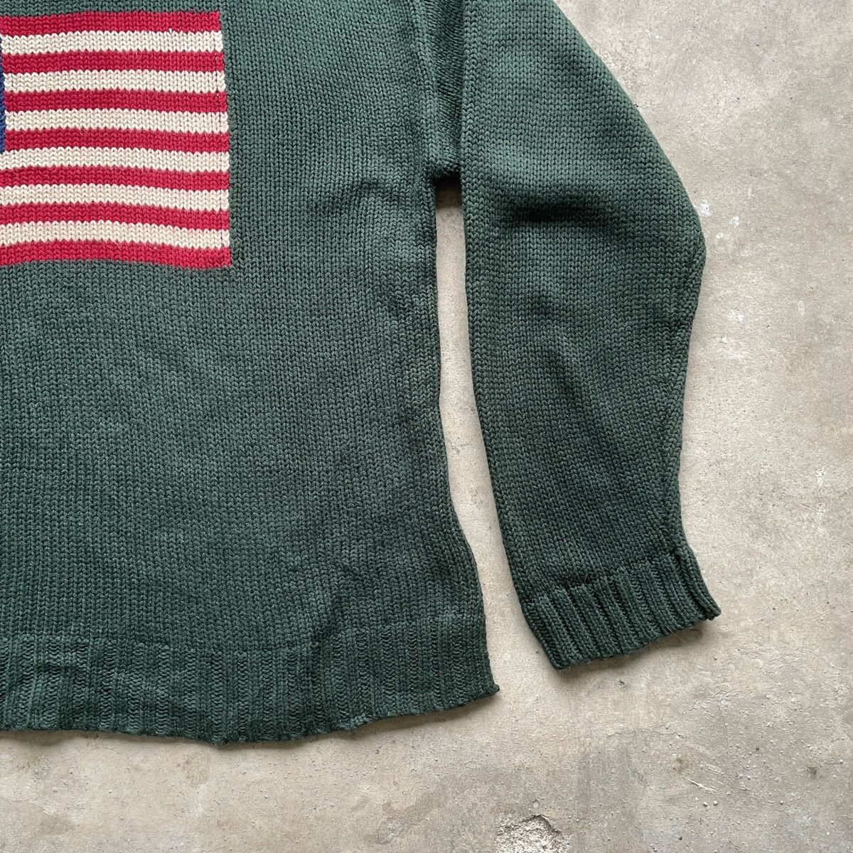Aran Isles Knitwear Vintage American Flag Big Log Knit Browny Knitwear Sweater Size US XL / EU 56 / 4 - 4 Thumbnail