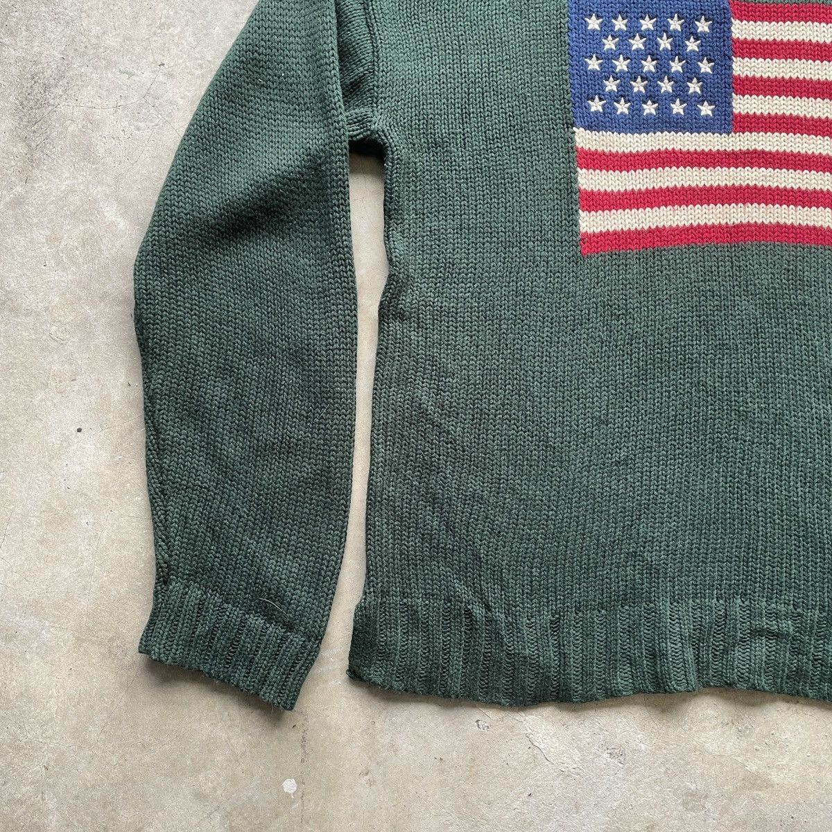 Aran Isles Knitwear Vintage American Flag Big Log Knit Browny Knitwear Sweater Size US XL / EU 56 / 4 - 5 Thumbnail