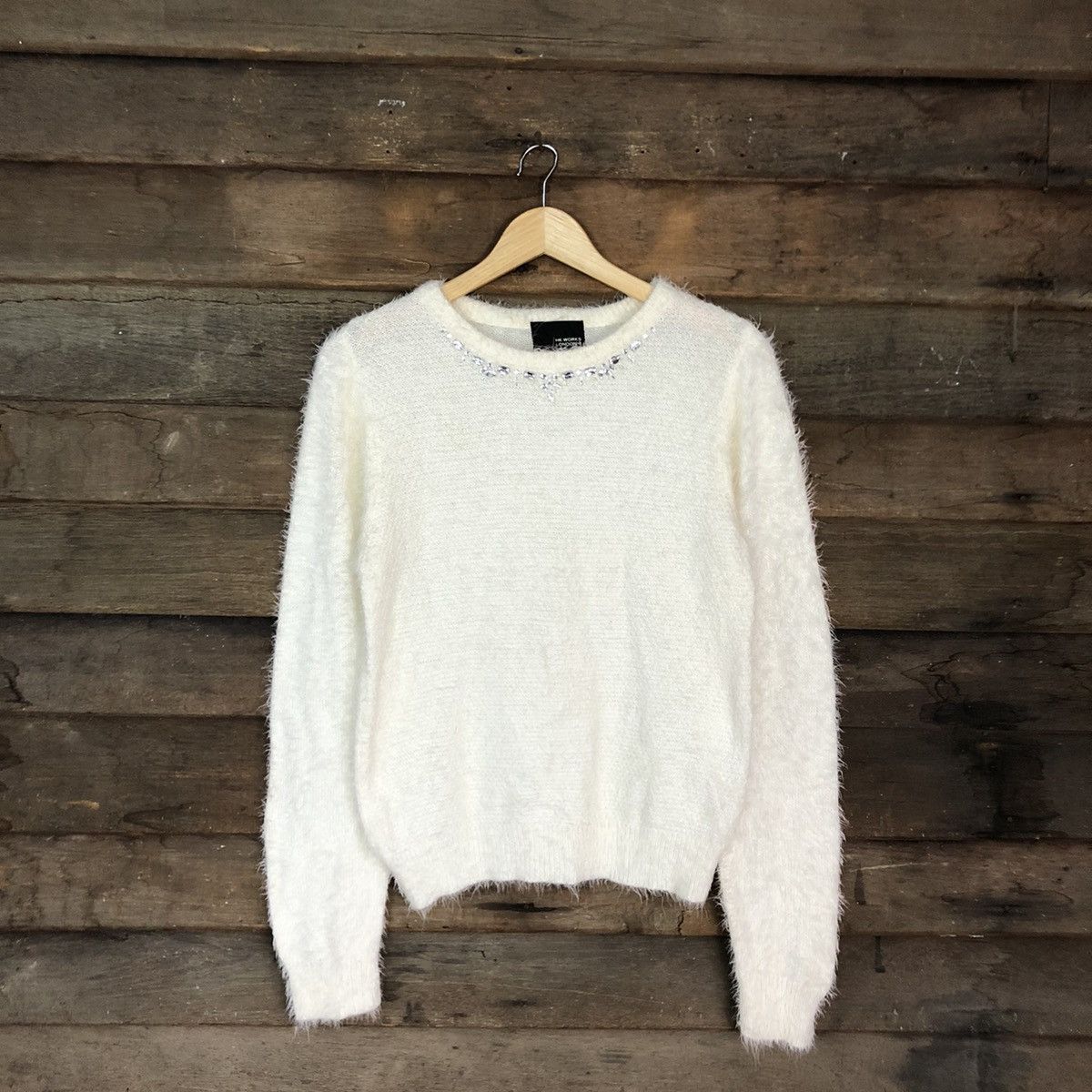 Homespun Knitwear × Japanese Brand DL Hk Work London White Mohair Knitwear #B623 Size M / US 6-8 / IT 42-44 - 3 Thumbnail